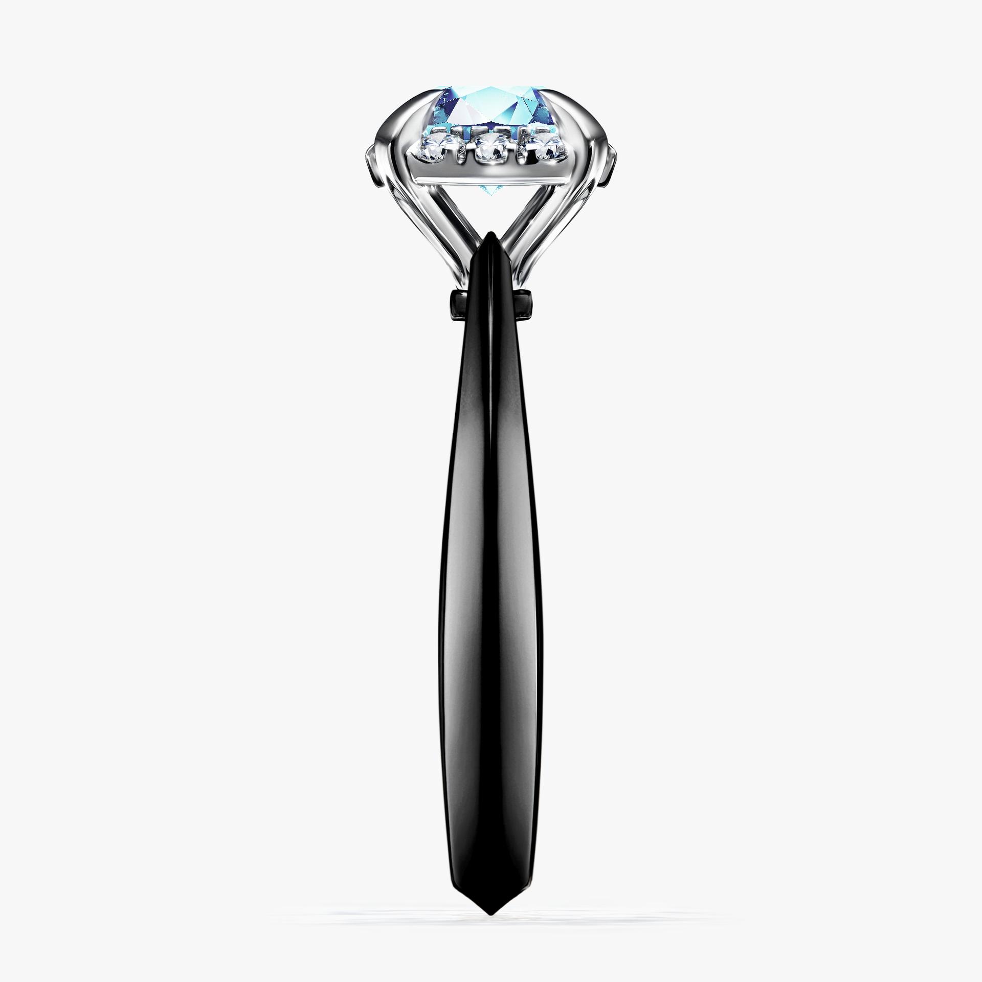 Pierścionek zaręczynowy My Beauty z czarnego złota z akwamarynem 0,98ct