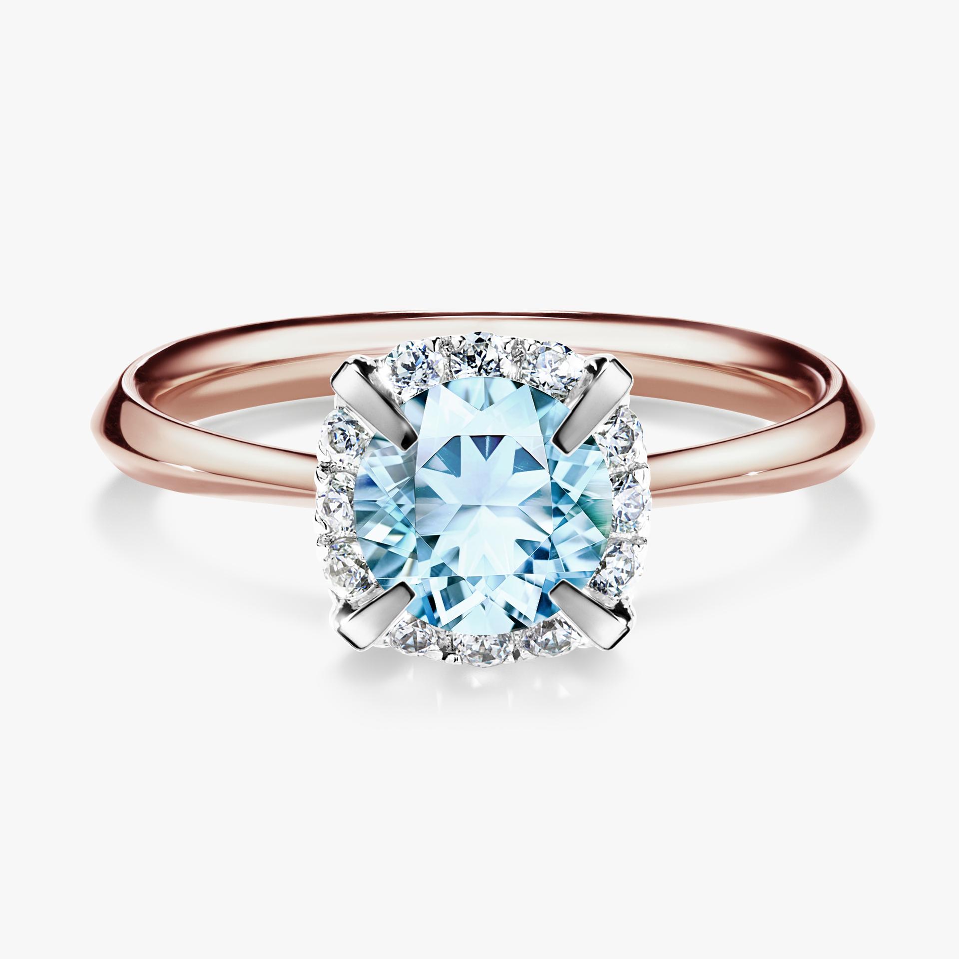 Pierścionek zaręczynowy My Beauty z różowego złota z akwamarynem 0,98ct
