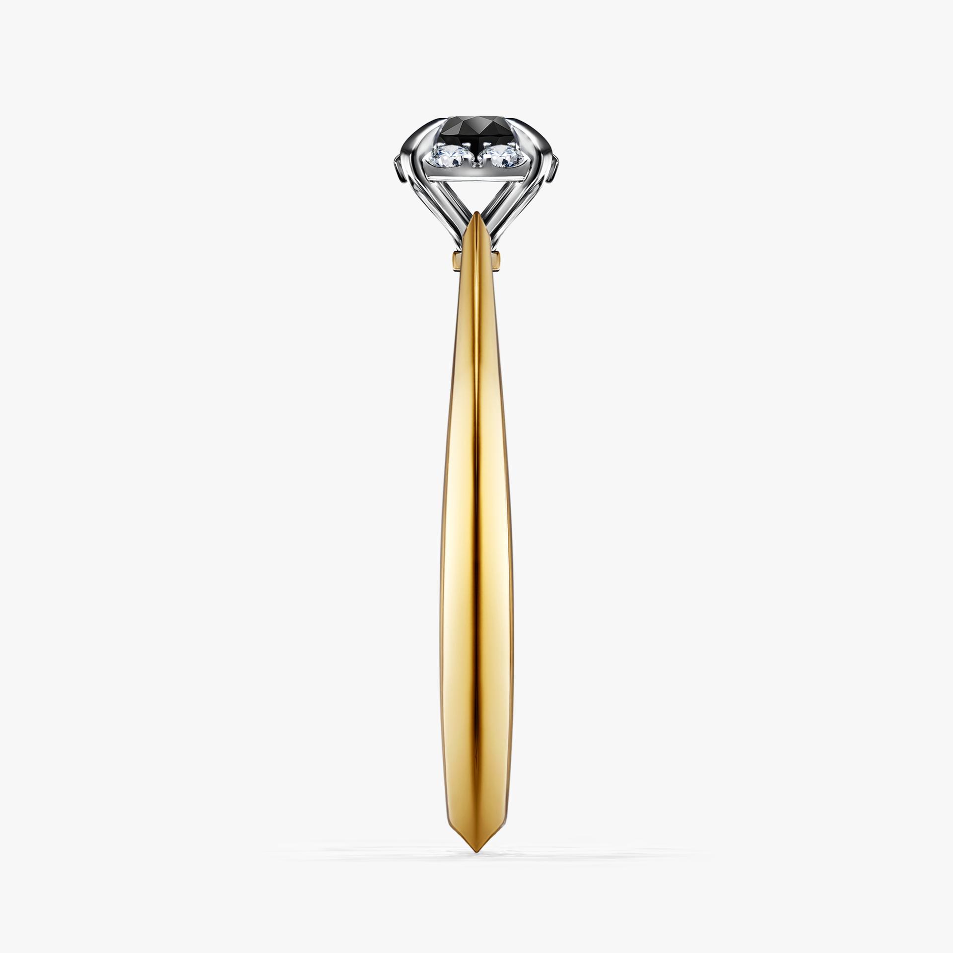 Pierścionek zaręczynowy My Beauty z żółtego złota z czarnym diamentem 0,14ct