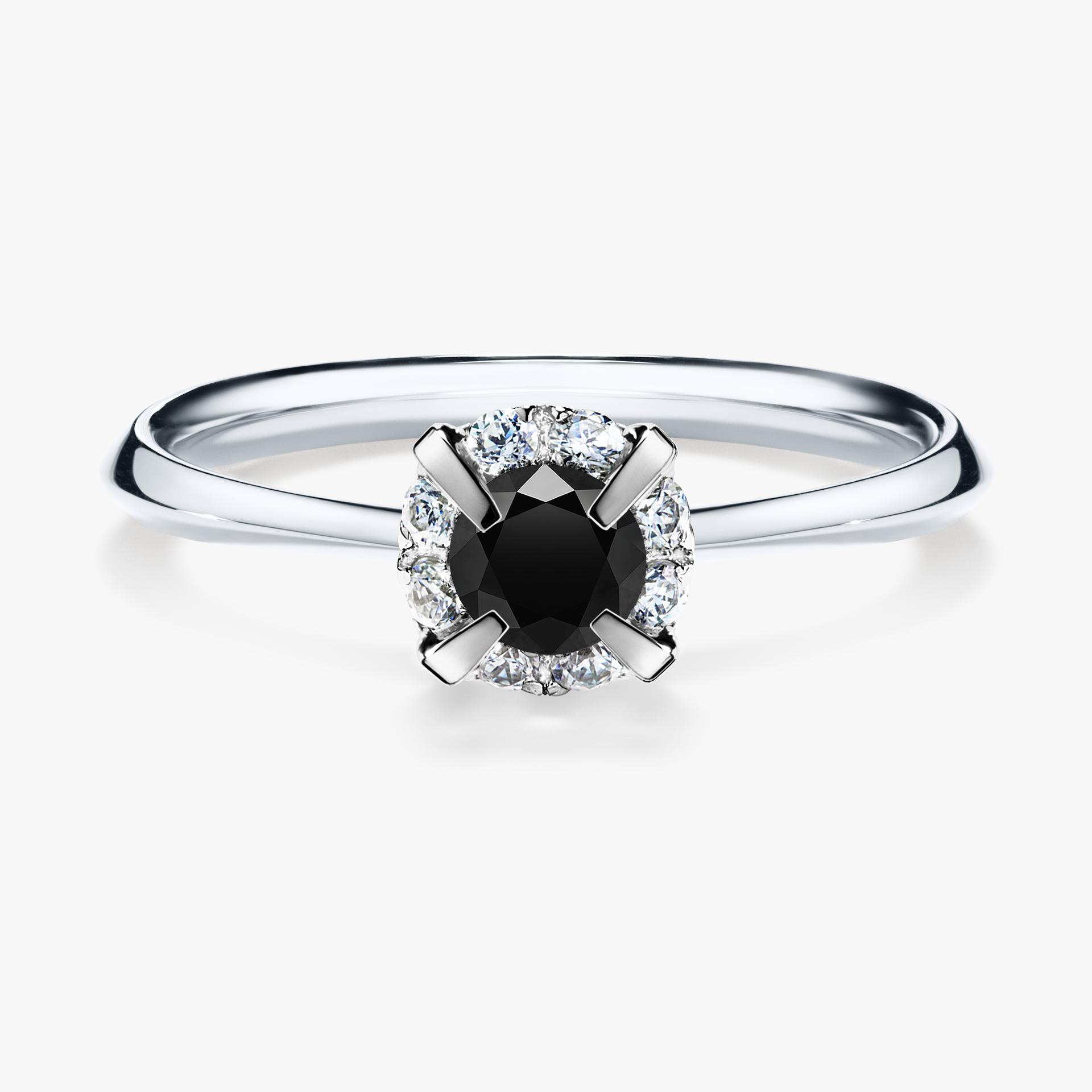 Pierscionek zareczynowy z diamentem czarny 033 CT z bialego zlota my beauty 01