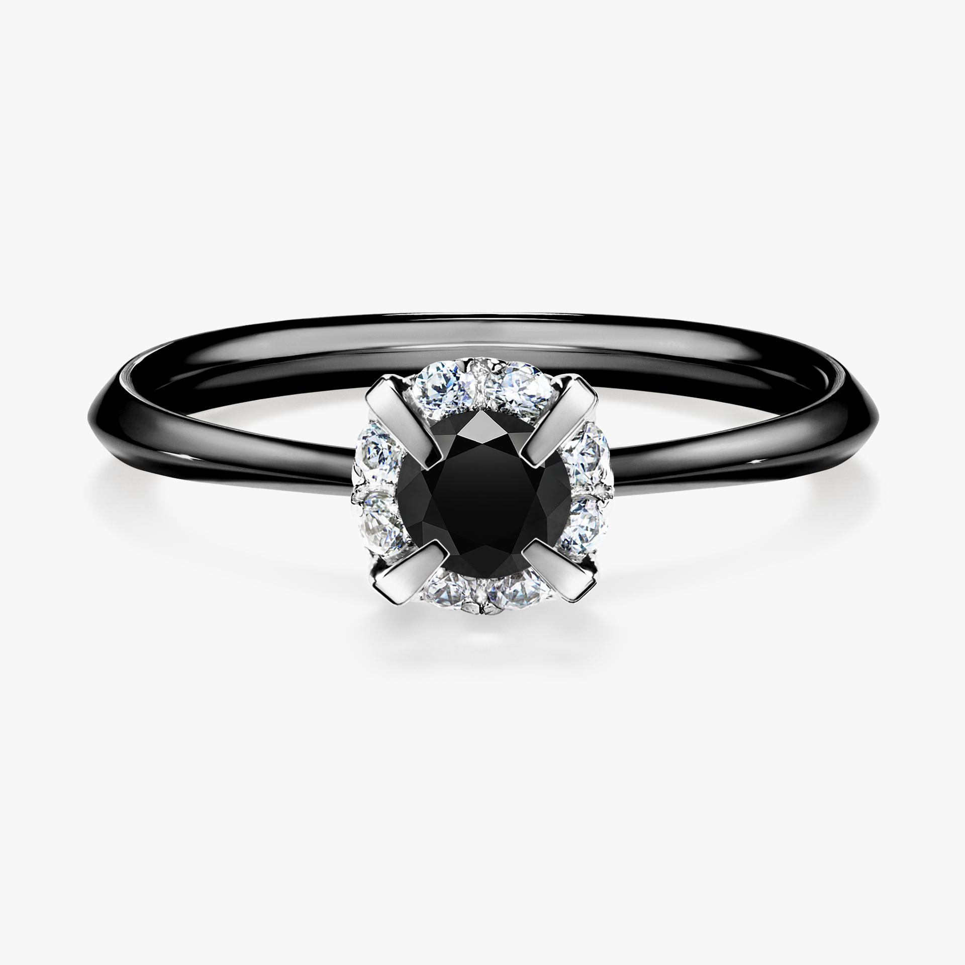 Pierścionek zaręczynowy My Beauty z czarnego złota z czarnym diamentem 0,33ct