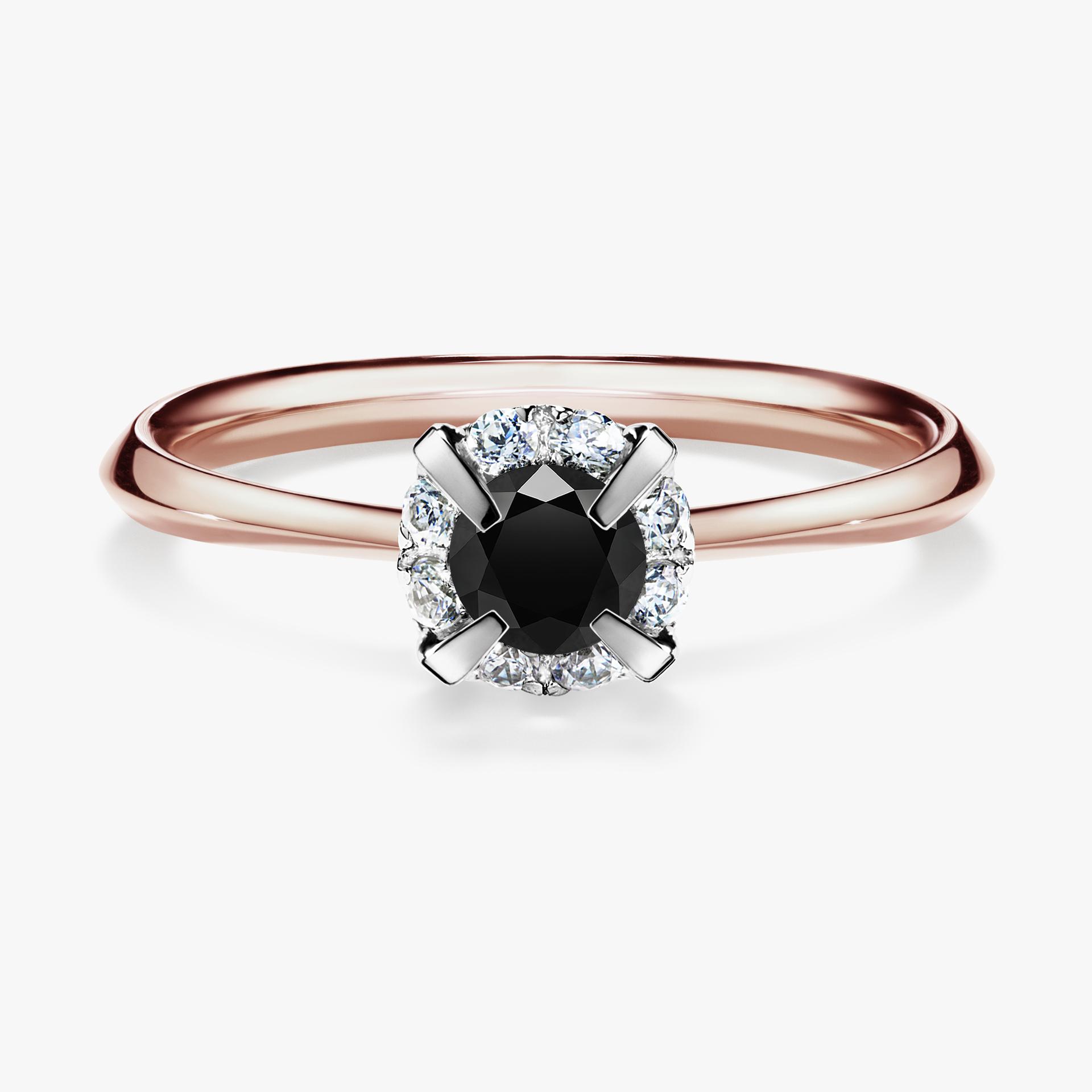 Pierscionek zareczynowy z diamentem czarny 033 CT z rozowego zlota my beauty 01