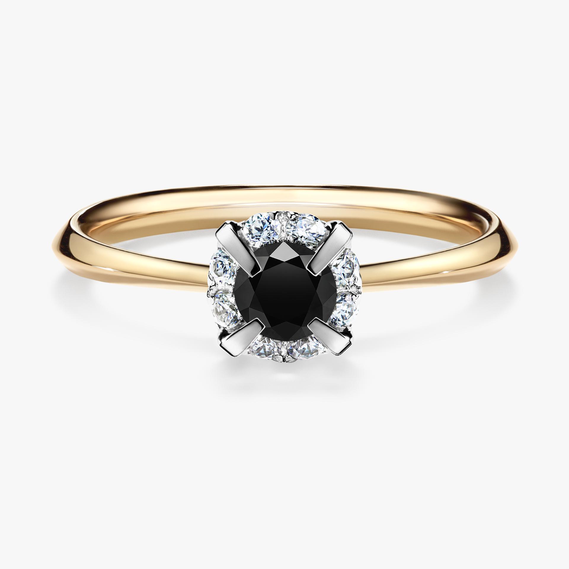 Pierscionek zareczynowy z diamentem czarny 033 CT z zoltego zlota my beauty 01