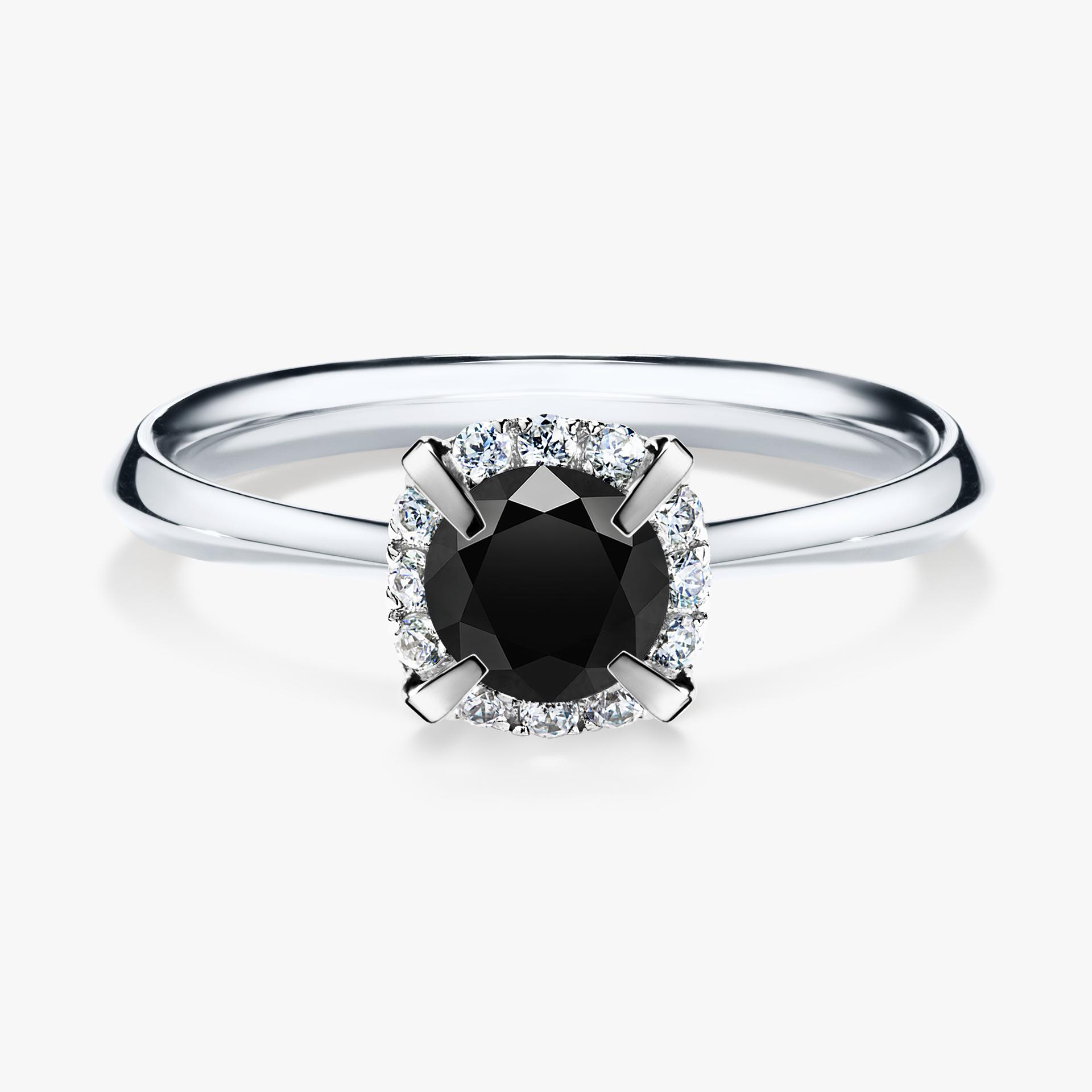 Pierścionek zaręczynowy My Beauty z białego złota z czarnym diamentem 0,62ct