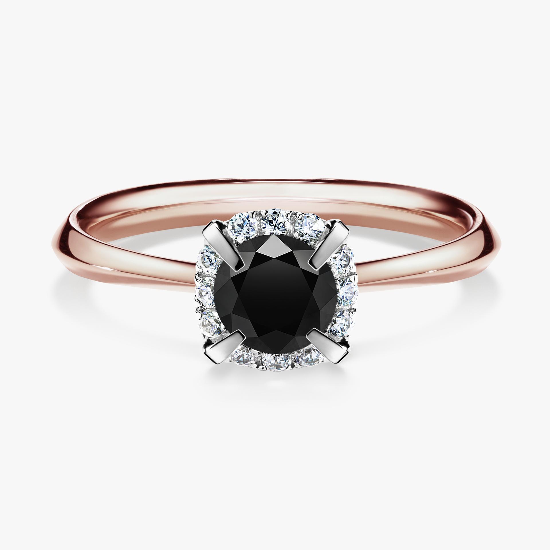 Pierscionek zareczynowy z diamentem czarny 062 CT z rozowego zlota my beauty 01