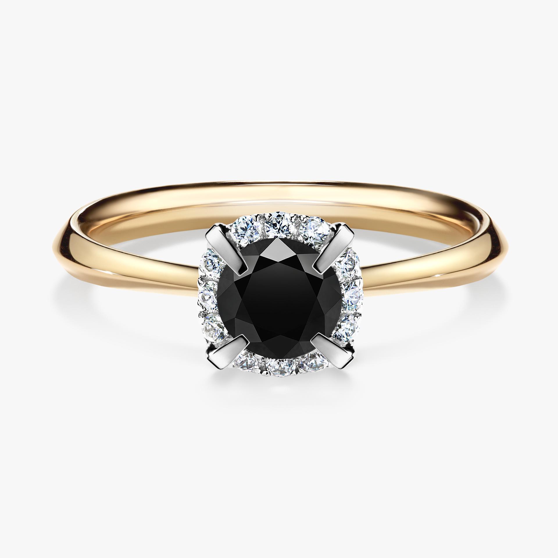 Pierscionek zareczynowy z diamentem czarny 062 CT z zoltego zlota my beauty 01