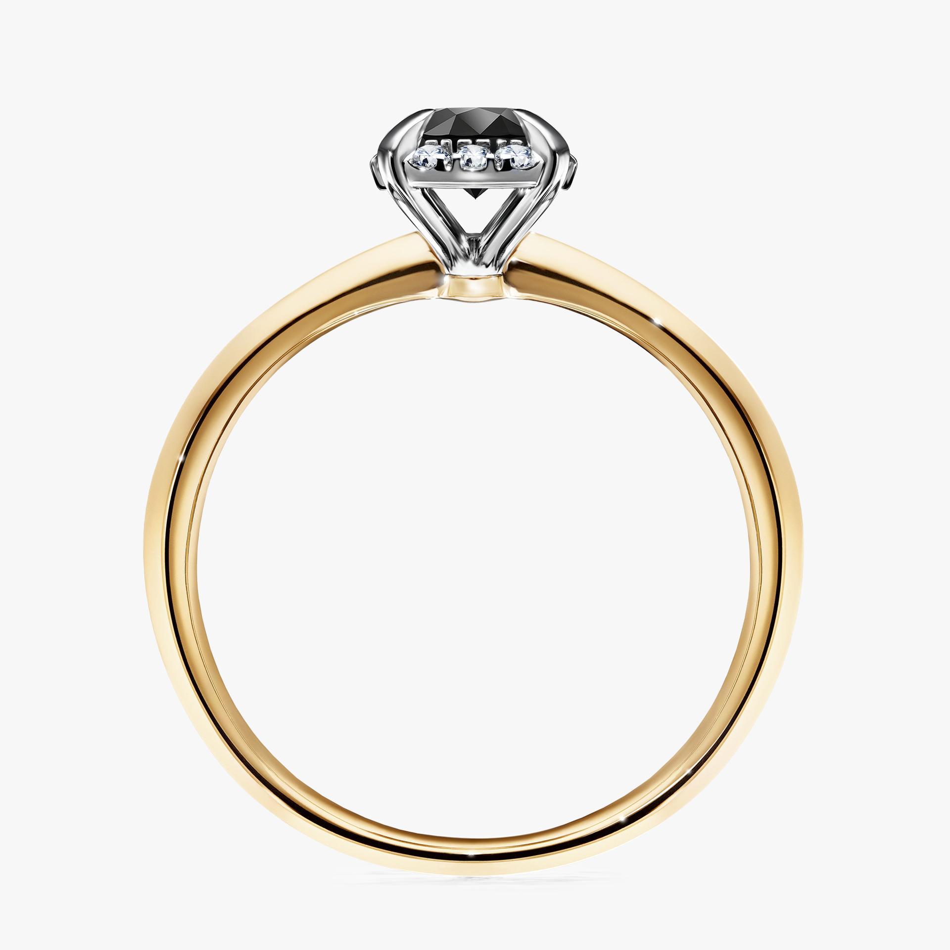 Pierscionek zareczynowy z diamentem czarny 062 CT z zoltego zlota my beauty 02