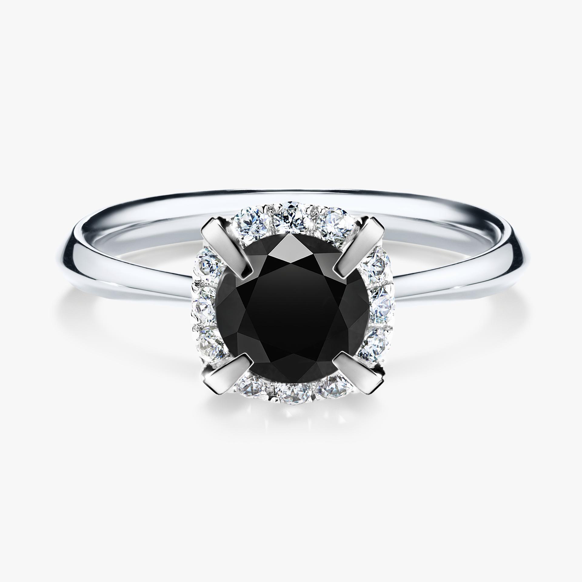 Pierscionek zareczynowy z diamentem czarny 098 CT z bialego zlota my beauty 01