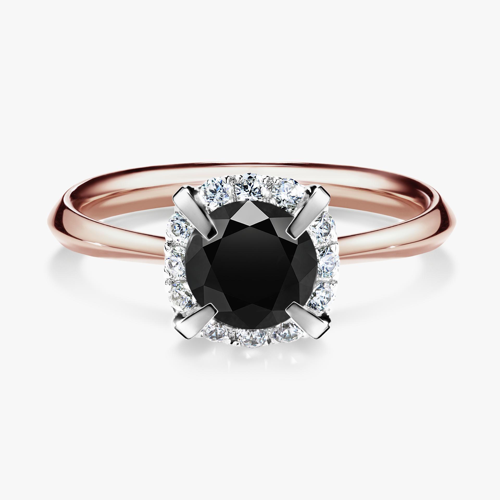 Pierscionek zareczynowy z diamentem czarny 098 CT z rozowego zlota my beauty 01