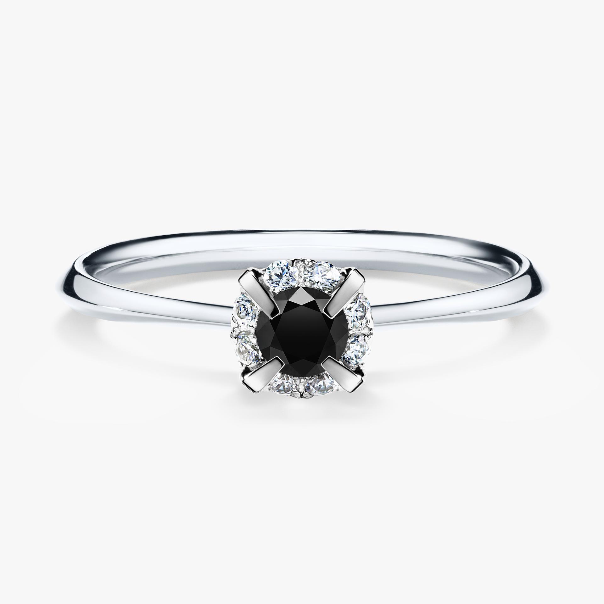 Pierscionek zareczynowy z diamentem czarnym 014 CT z bialego zlota my beauty 01