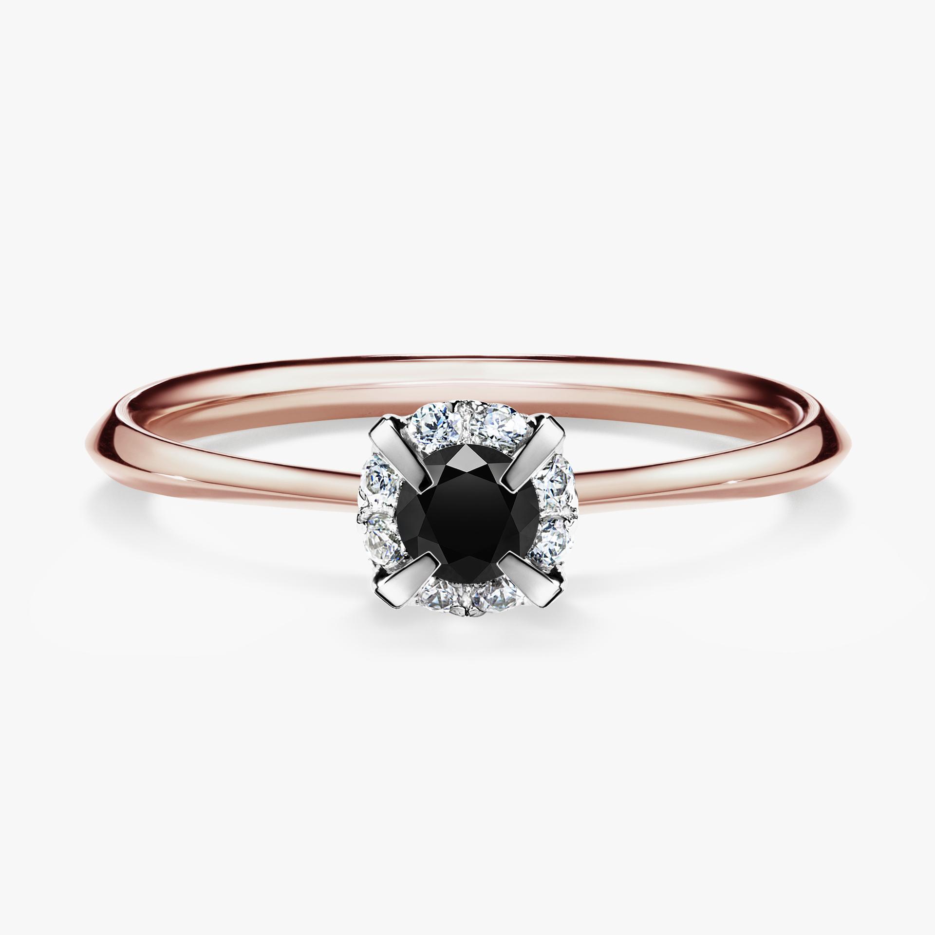 Pierscionek zareczynowy z diamentem czarnym 014 CT z rozowego zlota my beauty 01