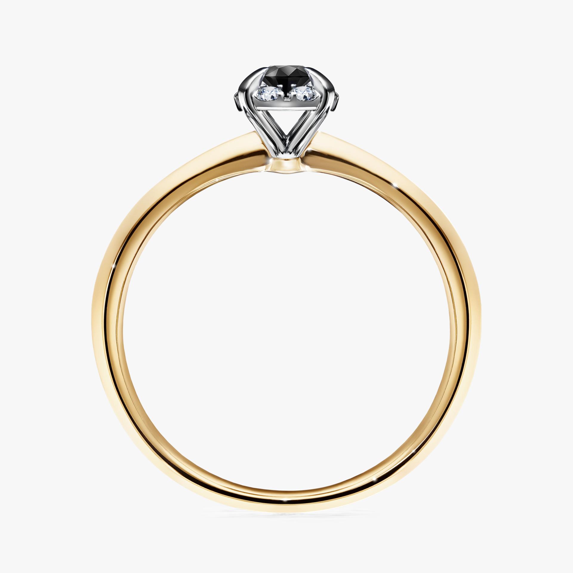 Pierścionek zaręczynowy My Beauty z żółtego złota z czarnym diamentem 0,14ct