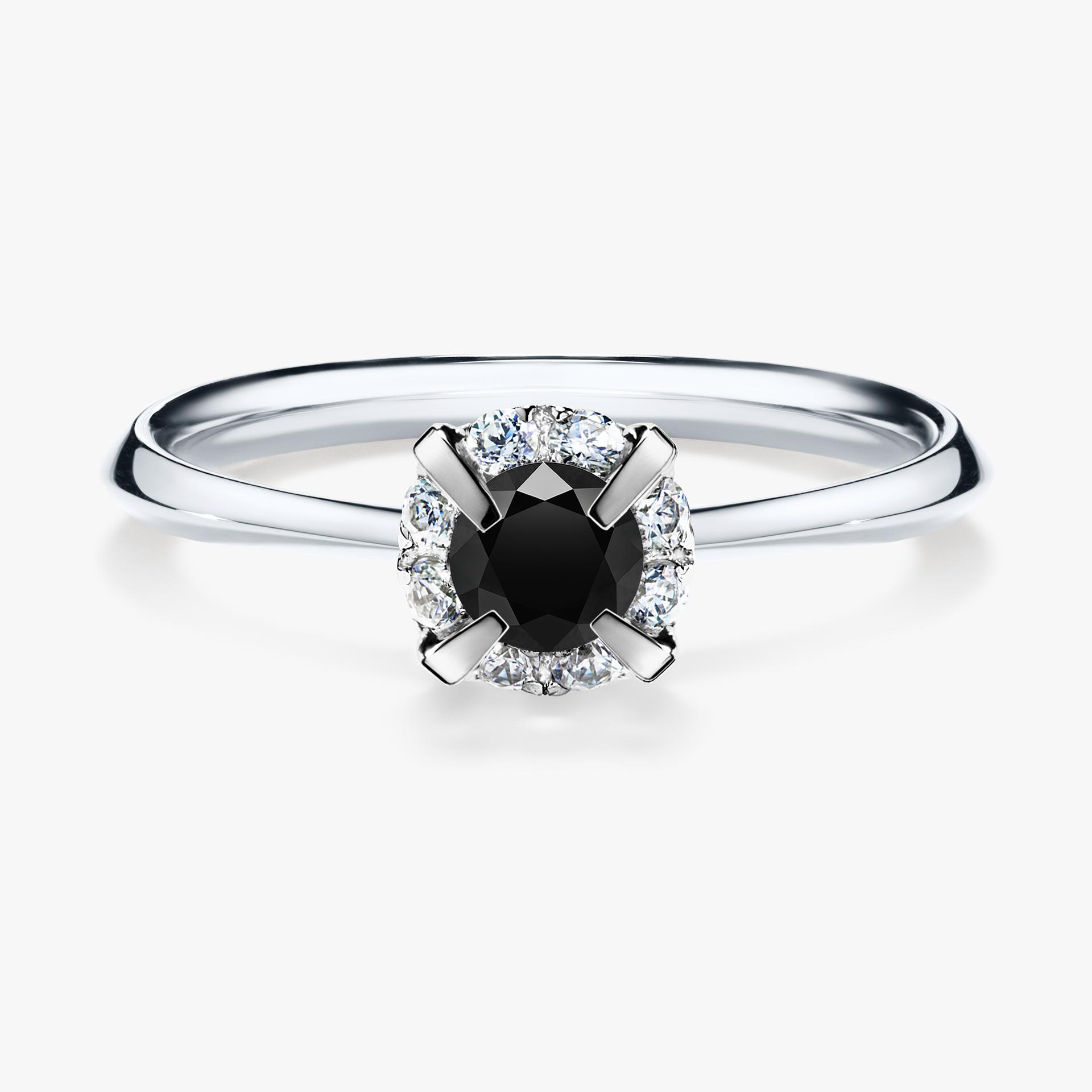 Pierscionek zareczynowy z diamentem czarnym 033 CT z bialego zlota my beauty 01