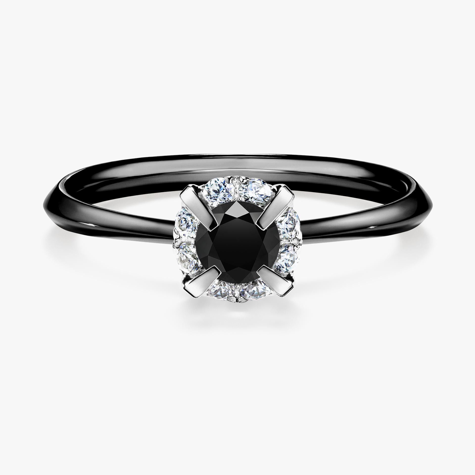 Pierscionek zareczynowy z diamentem czarnym 033 CT z czarnego zlota my beauty 01
