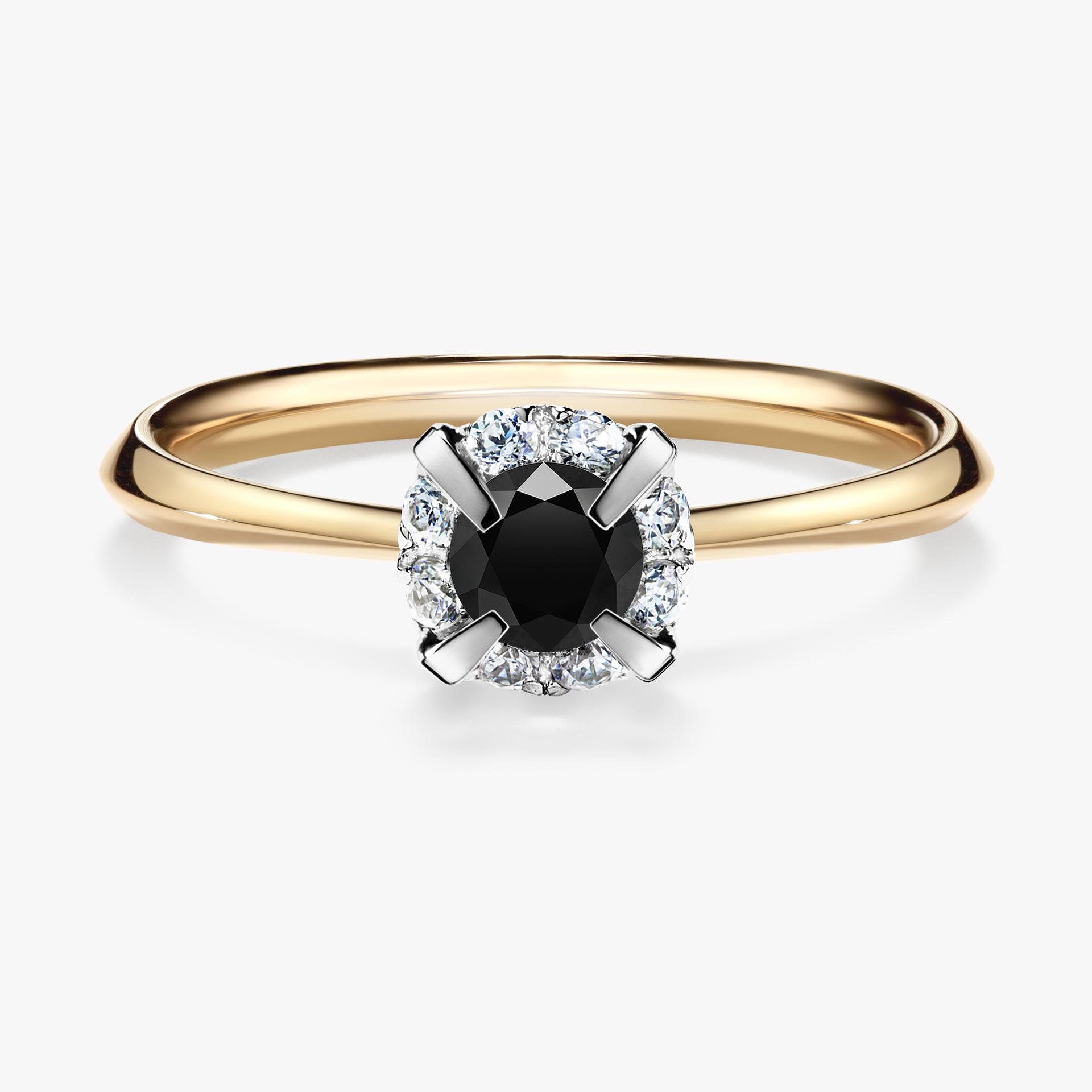 Pierscionek zareczynowy z diamentem czarnym 033 CT z zoltego zlota my beauty 01