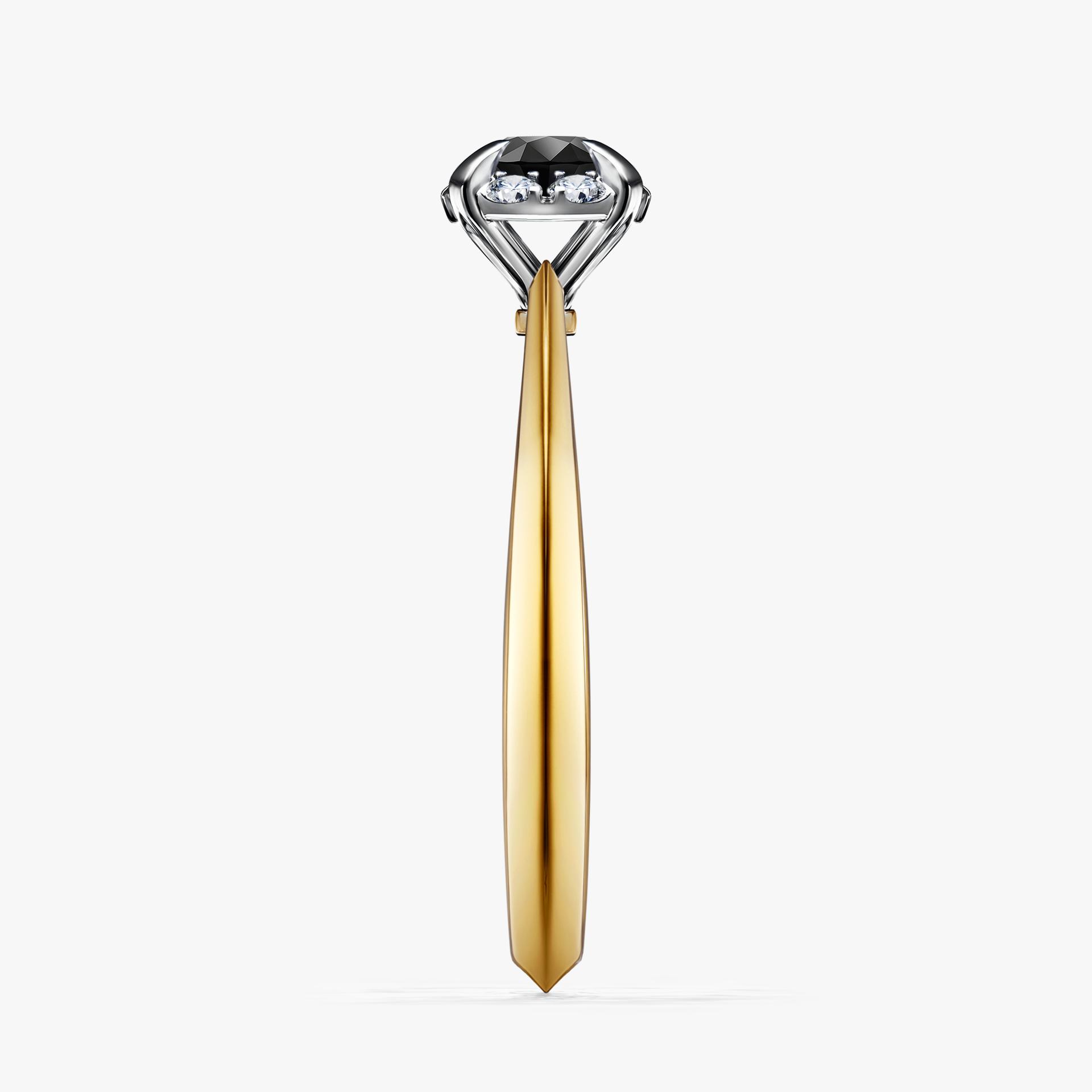 Pierscionek zareczynowy z diamentem czarnym 033 CT z zoltego zlota my beauty 03