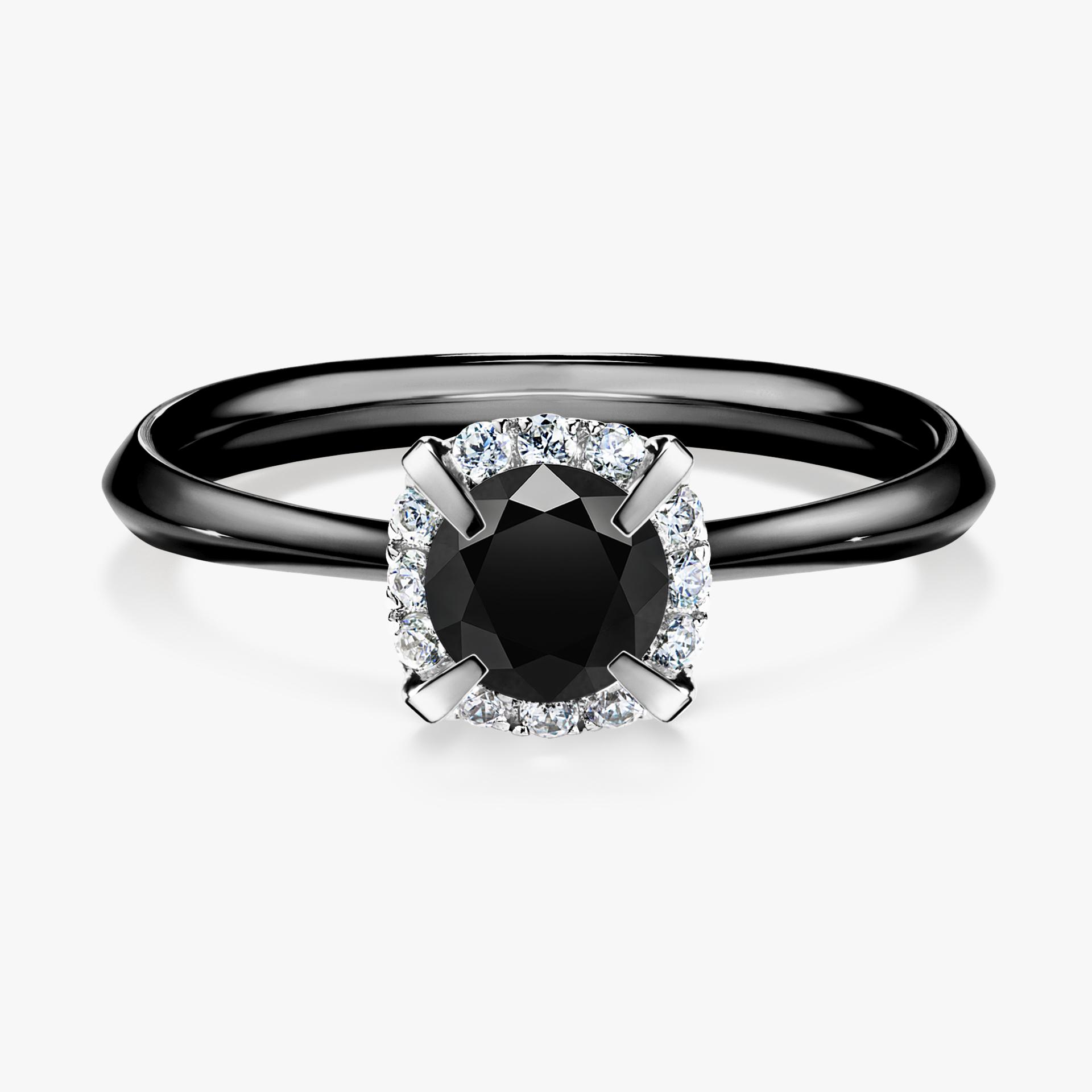Pierscionek zareczynowy z diamentem czarnym 062 CT z czarnego zlota my beauty 01