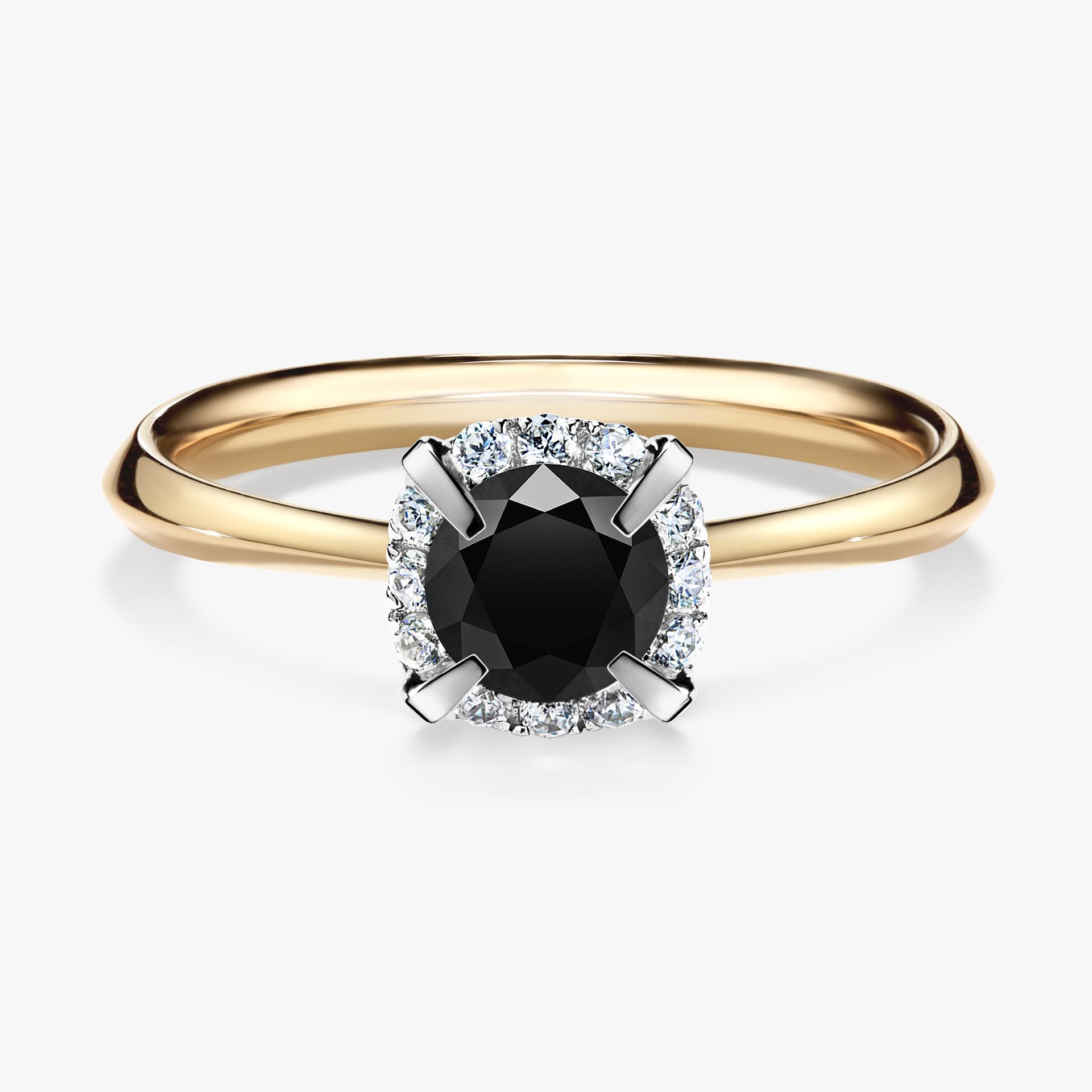 Pierscionek zareczynowy z diamentem czarnym 062 CT z zoltego zlota my beauty 01