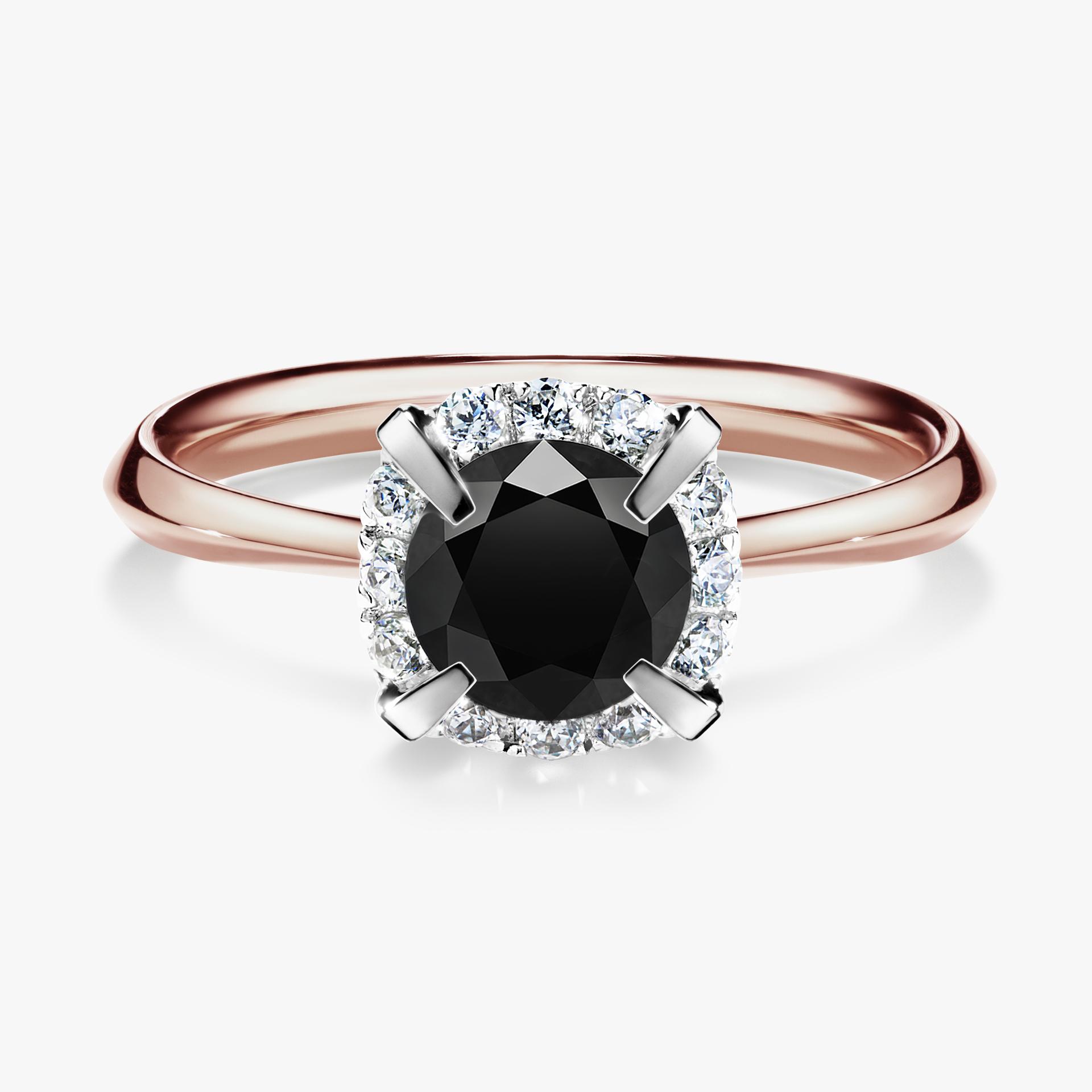 Pierscionek zareczynowy z diamentem czarnym 098 CT z rozowego zlota my beauty 01