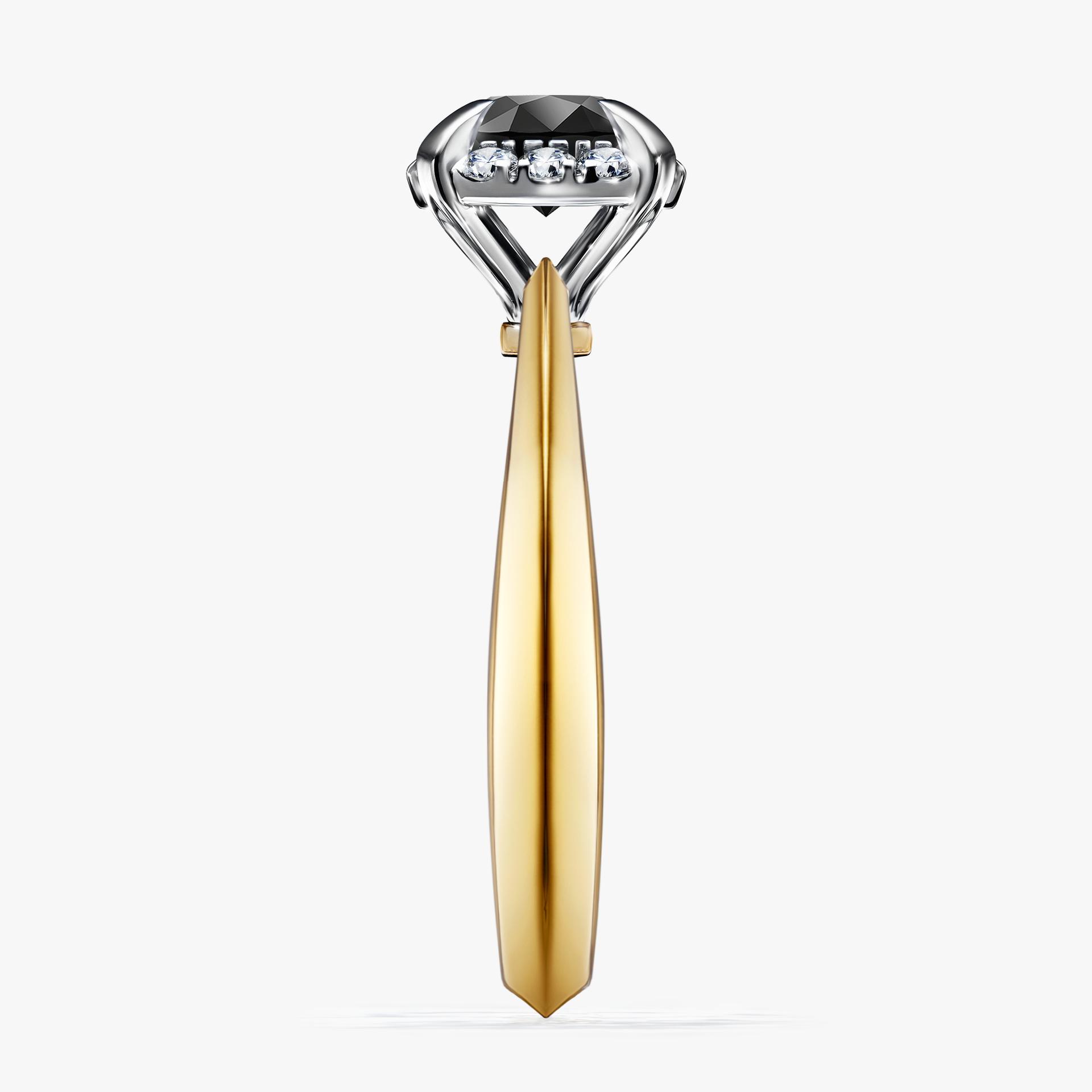 Pierścionek zaręczynowy My Beauty z żółtego złota z czarnym diamentem 0,98ct