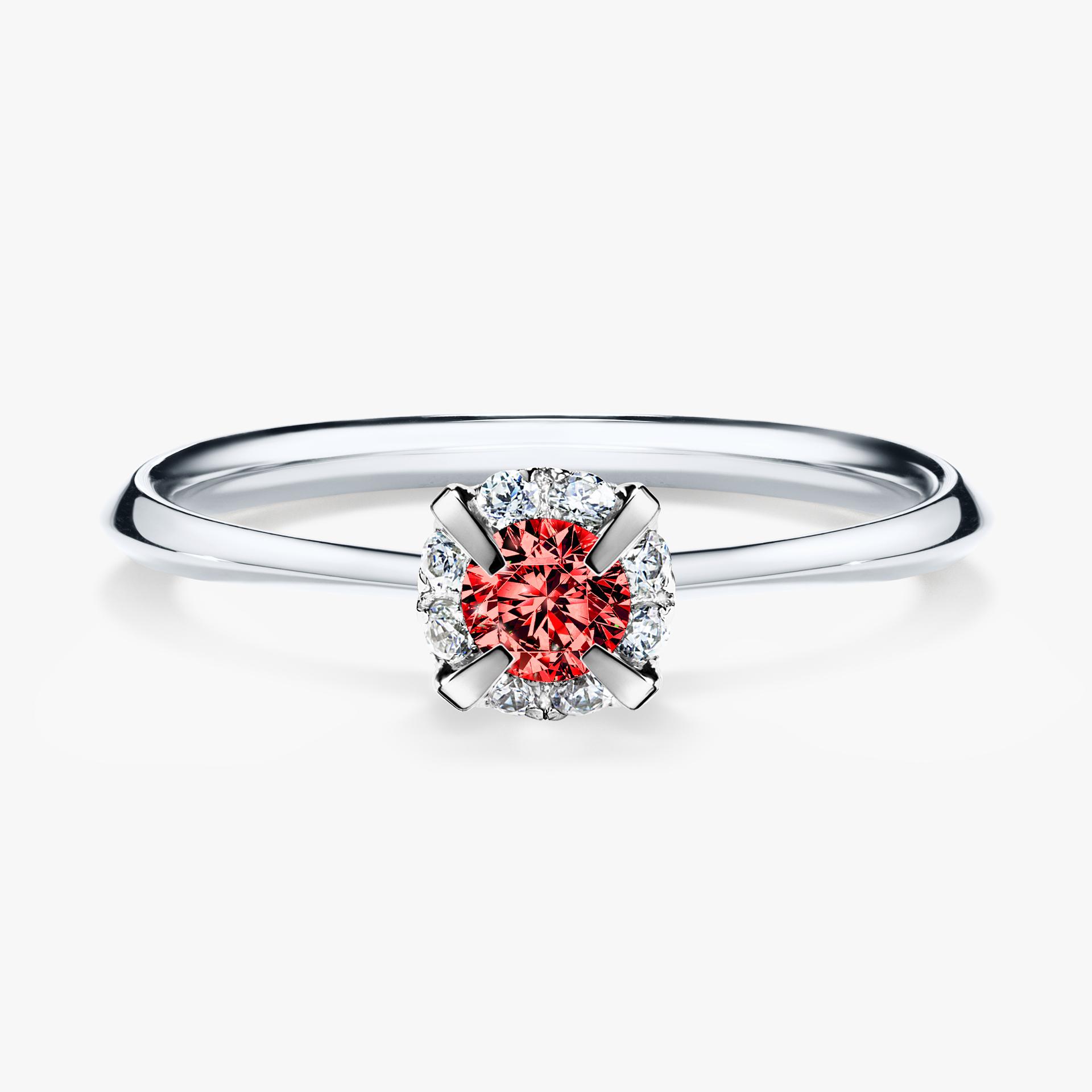 Pierscionek zareczynowy z diamentem czerwony 014 CT z bialego zlota my beauty 01