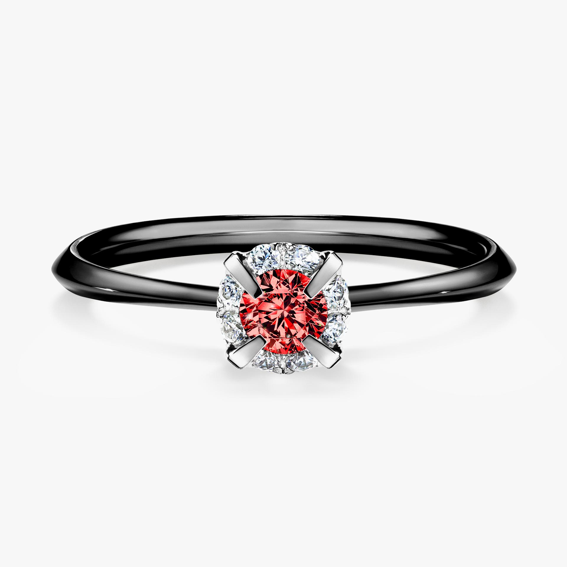 Pierscionek zareczynowy z diamentem czerwony 014 CT z czarnego zlota my beauty 01