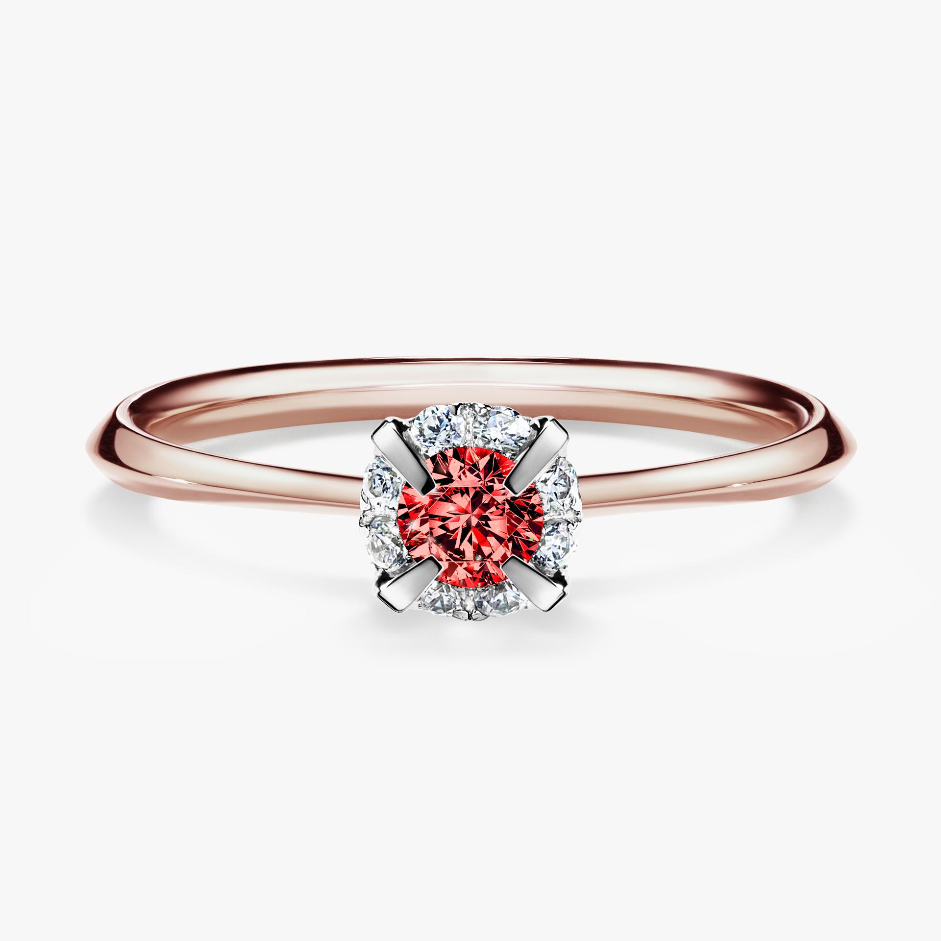 Pierscionek zareczynowy z diamentem czerwony 014 CT z rozowego zlota my beauty 01
