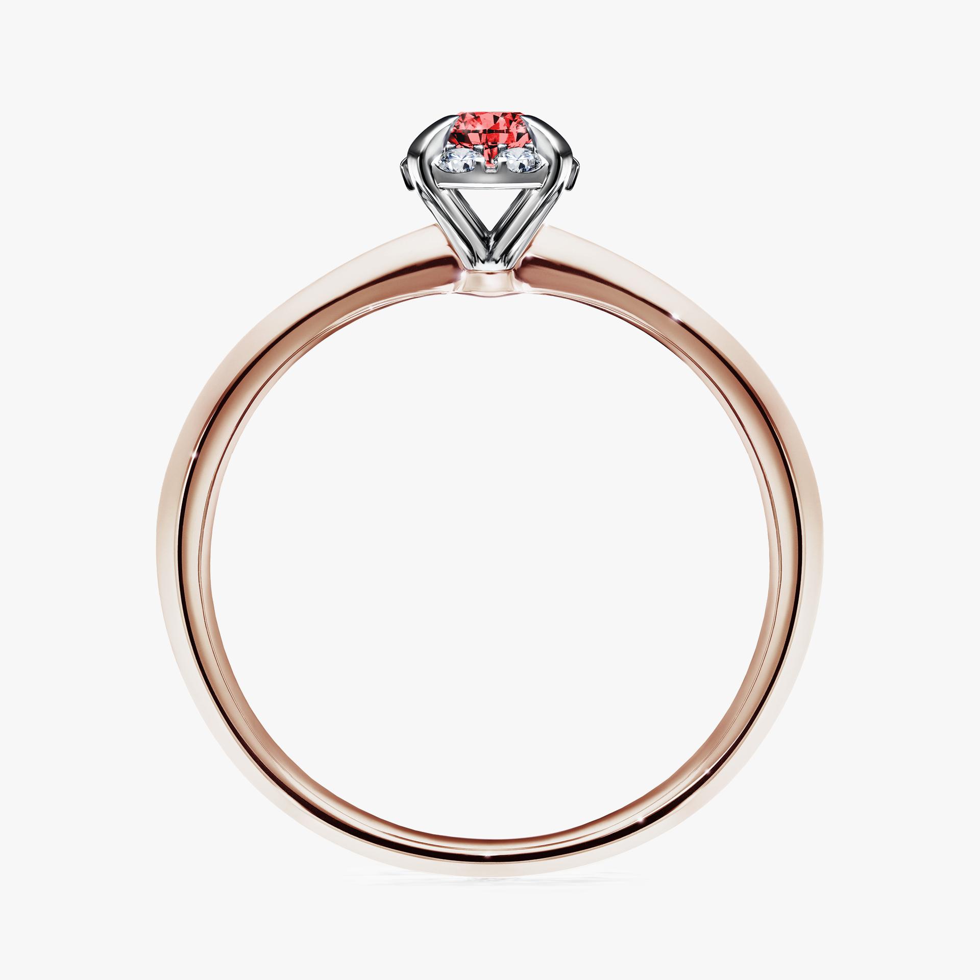 Pierscionek zareczynowy z diamentem czerwony 014 CT z rozowego zlota my beauty 02
