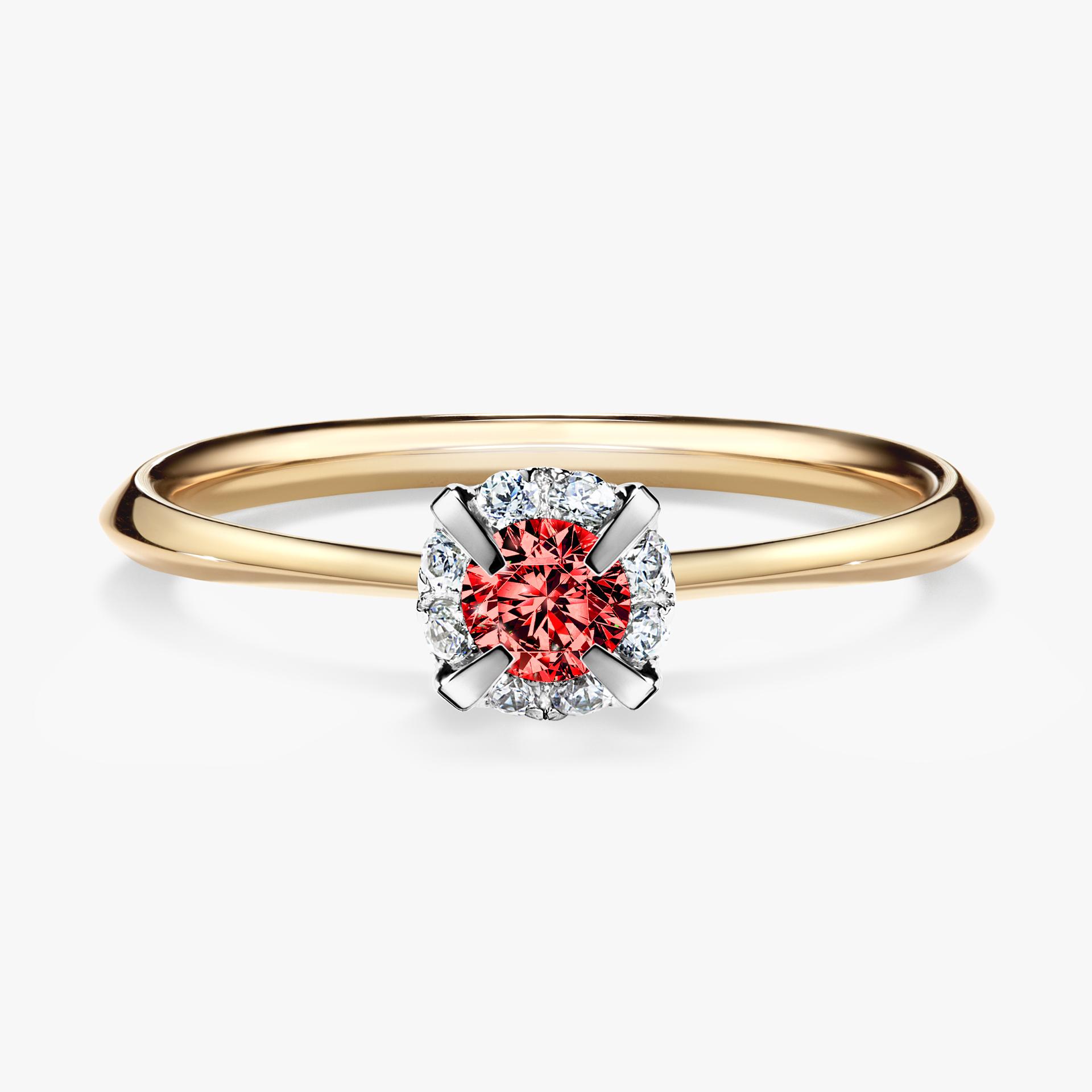 Pierscionek zareczynowy z diamentem czerwony 014 CT z zoltego zlota my beauty 01