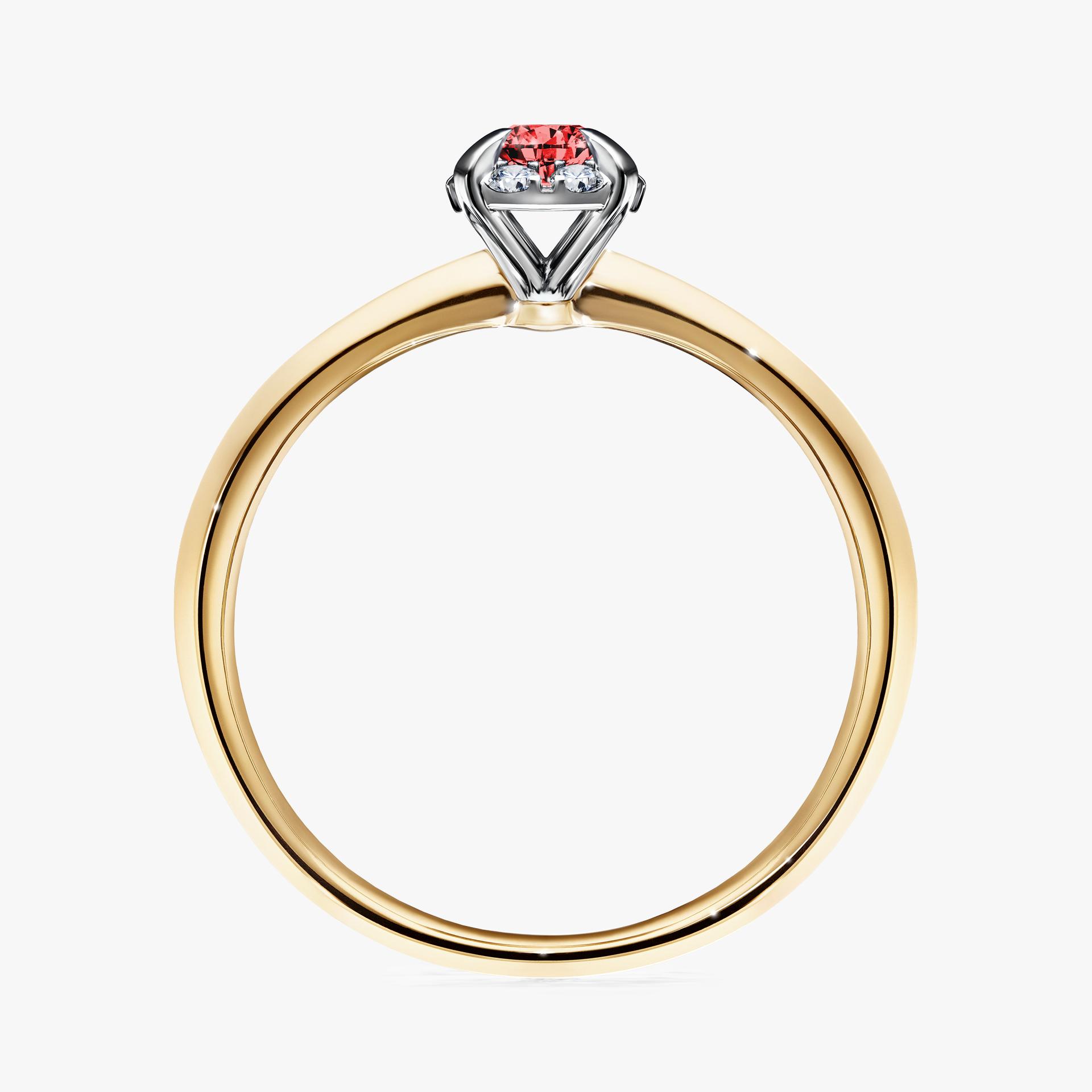 Pierscionek zareczynowy z diamentem czerwony 014 CT z zoltego zlota my beauty 02