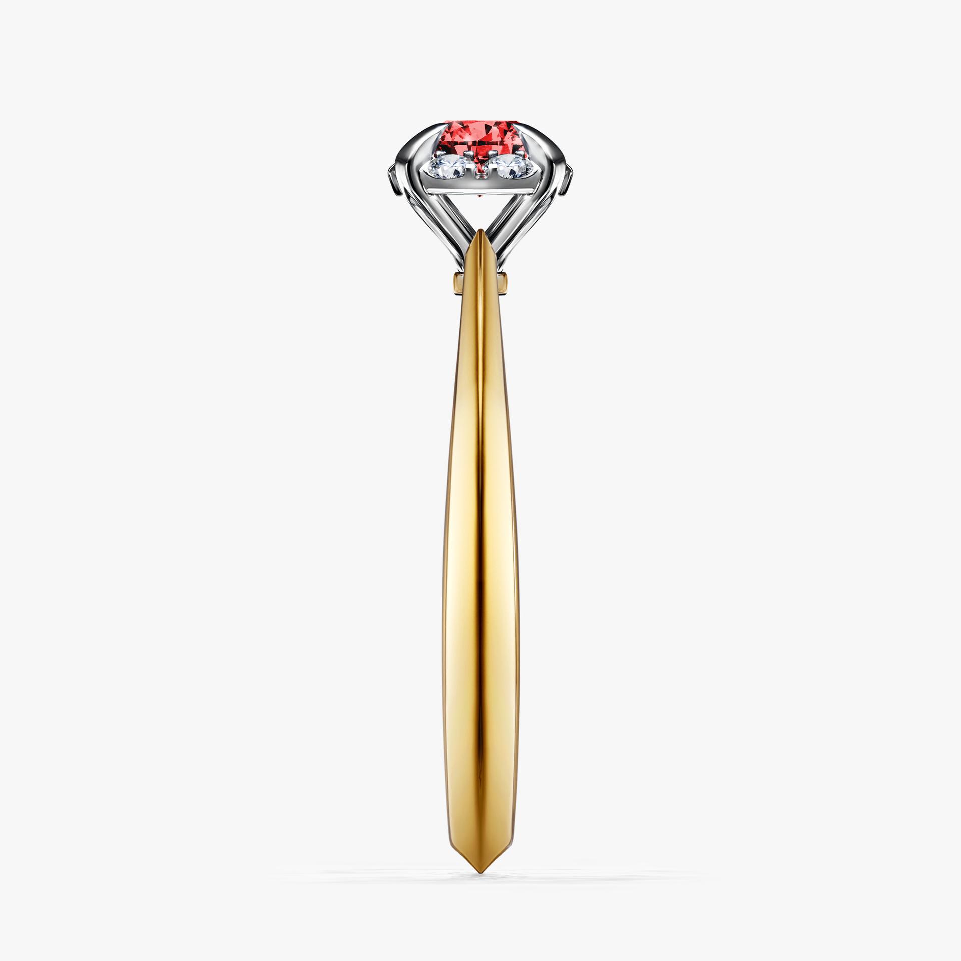 Pierscionek zareczynowy z diamentem czerwony 033 CT z zoltego zlota my beauty 03