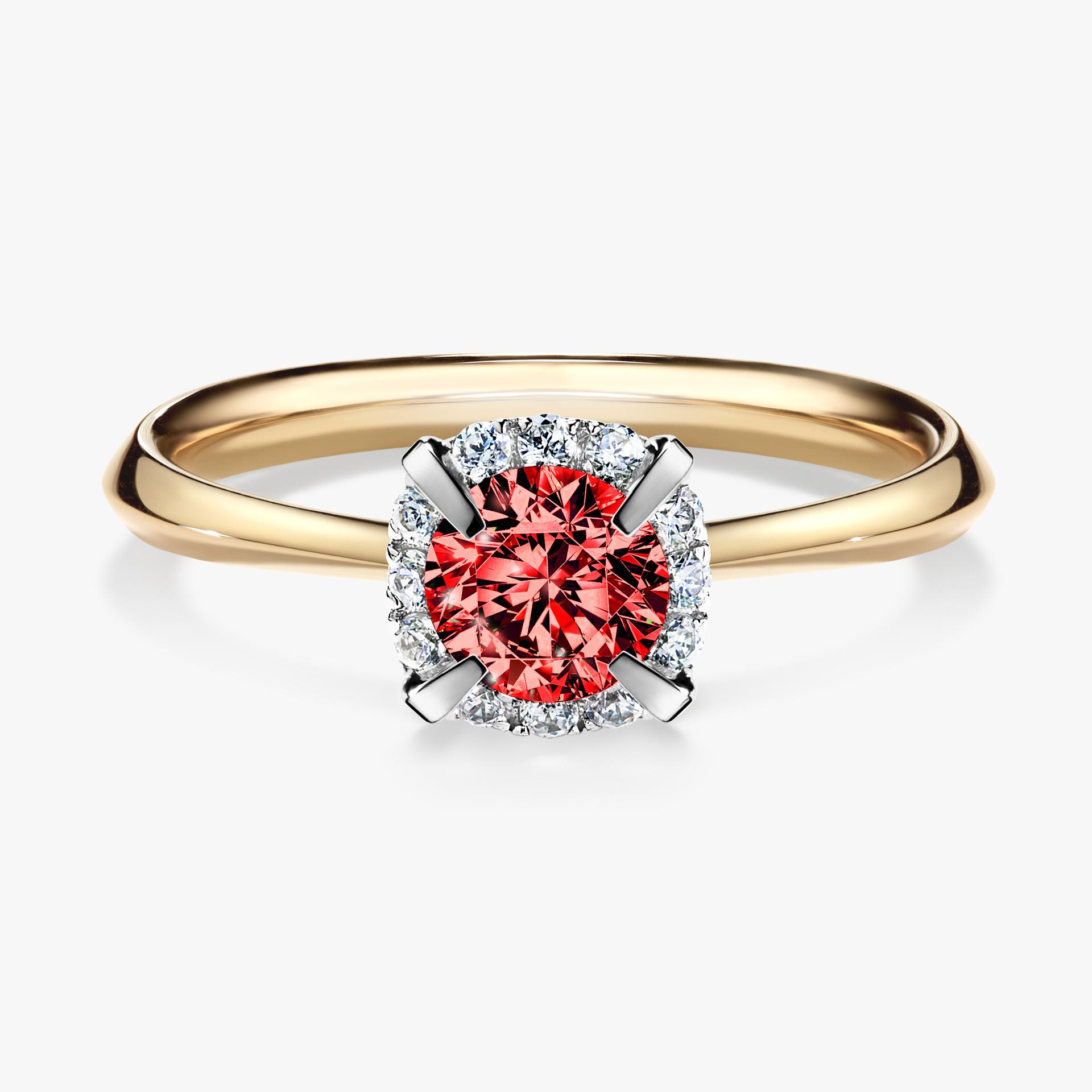 Pierscionek zareczynowy z diamentem czerwony 062 CT z zoltego zlota my beauty 01