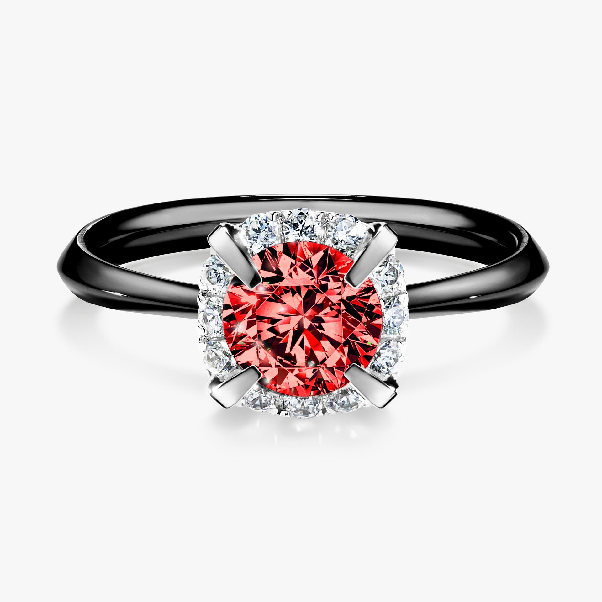 Pierscionek zareczynowy z diamentem czerwony 098 CT z czarnego zlota my beauty 01