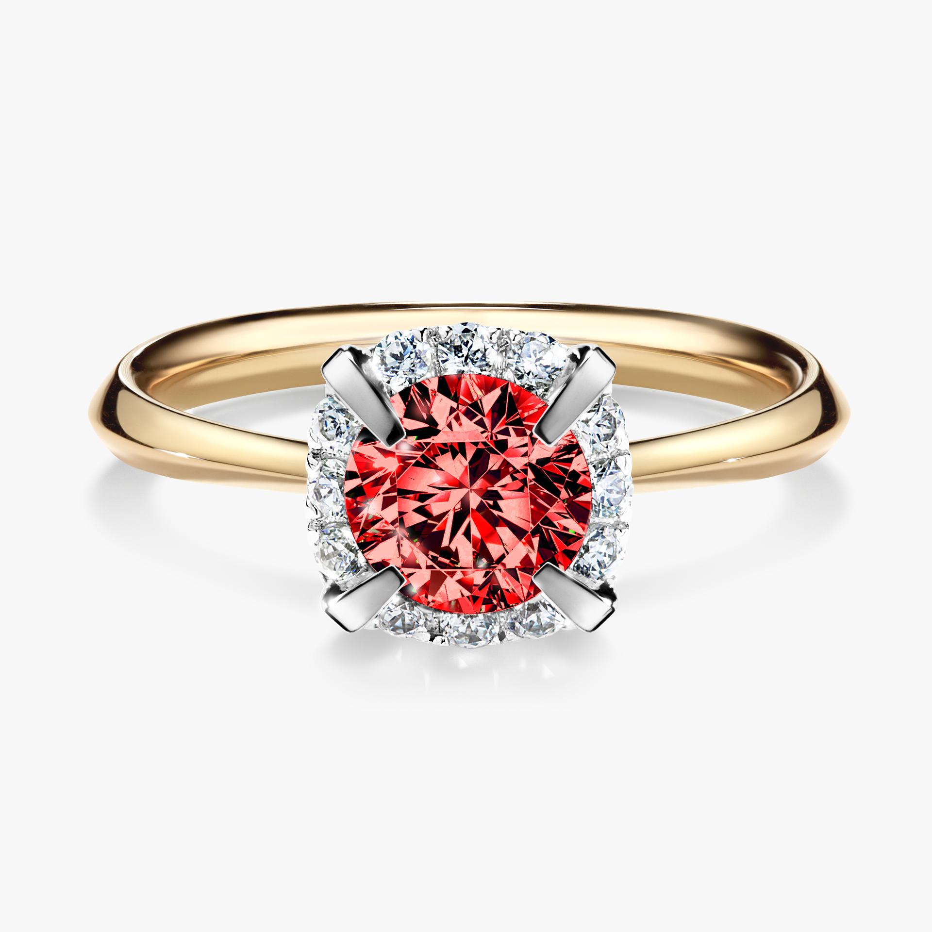 Pierscionek zareczynowy z diamentem czerwony 098 CT z zoltego zlota my beauty 01