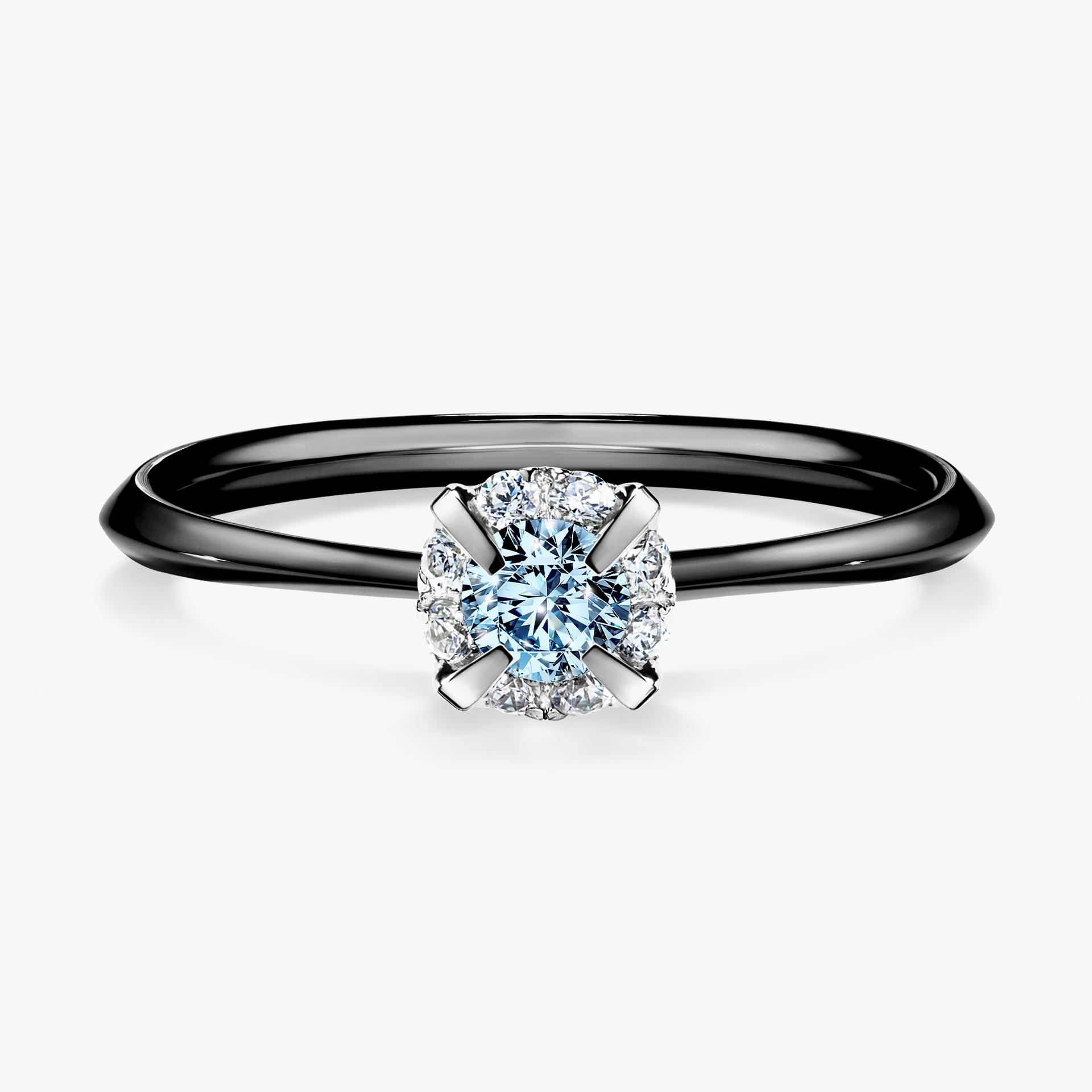 Pierscionek zareczynowy z diamentem niebieski 014 CT z czarnego zlota my beauty 01