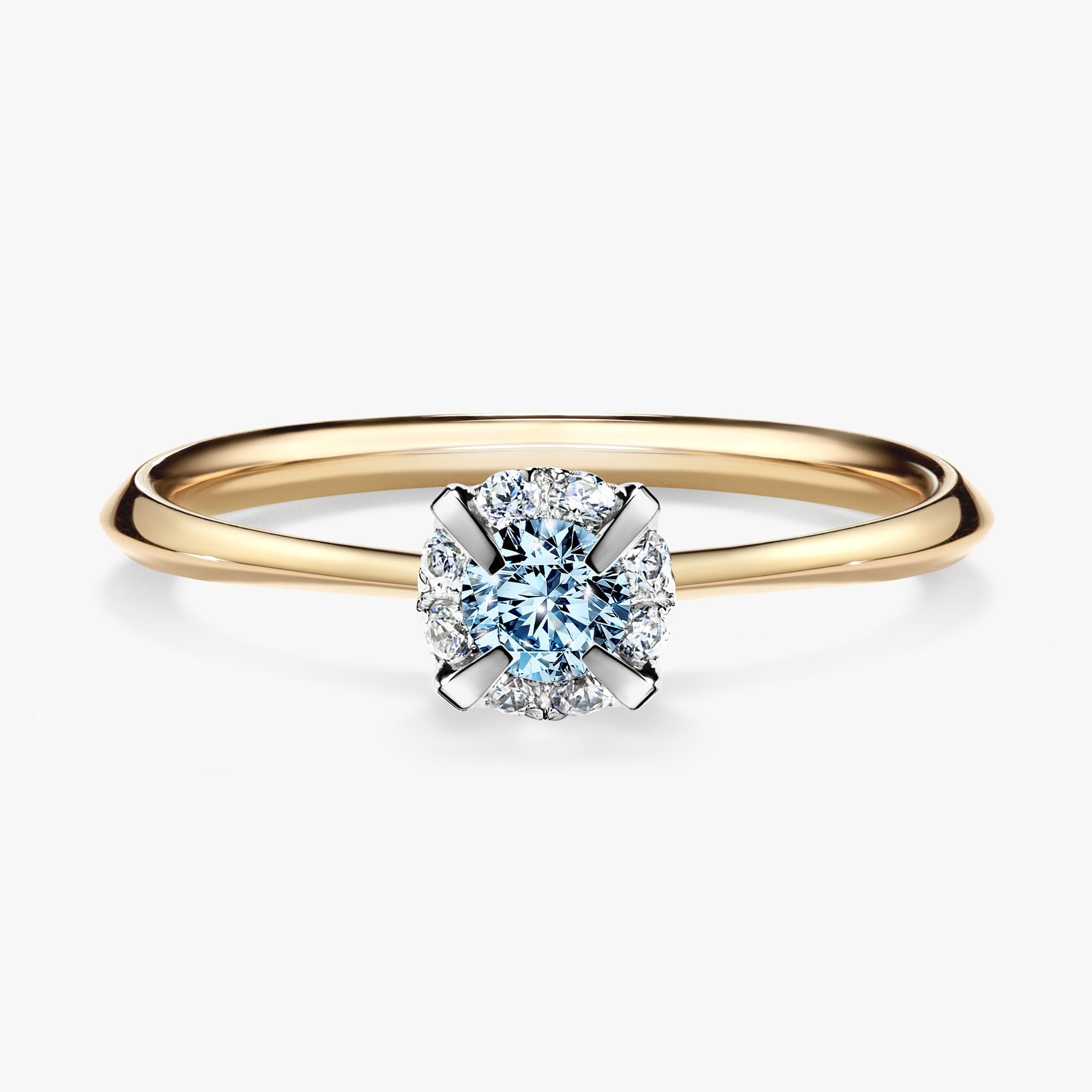 Pierscionek zareczynowy z diamentem niebieski 014 CT z zoltego zlota my beauty 01