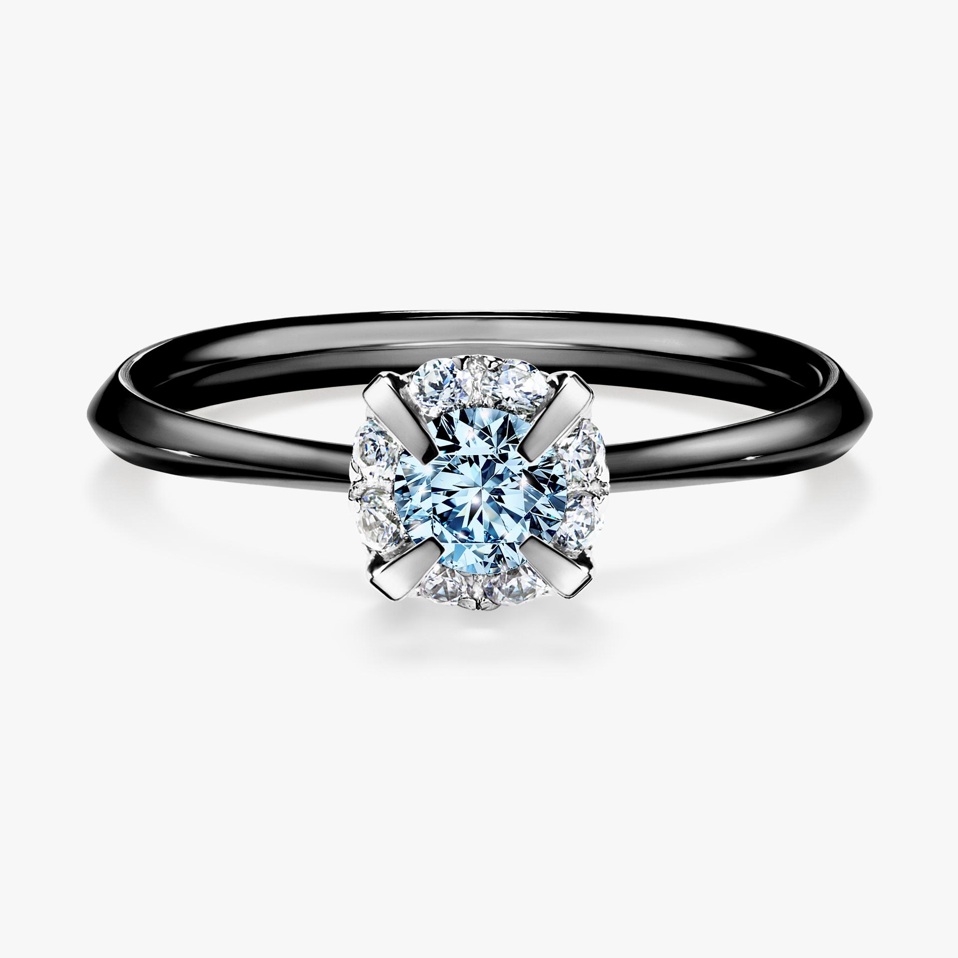 Pierscionek zareczynowy z diamentem niebieski 033 CT z czarnego zlota my beauty 01