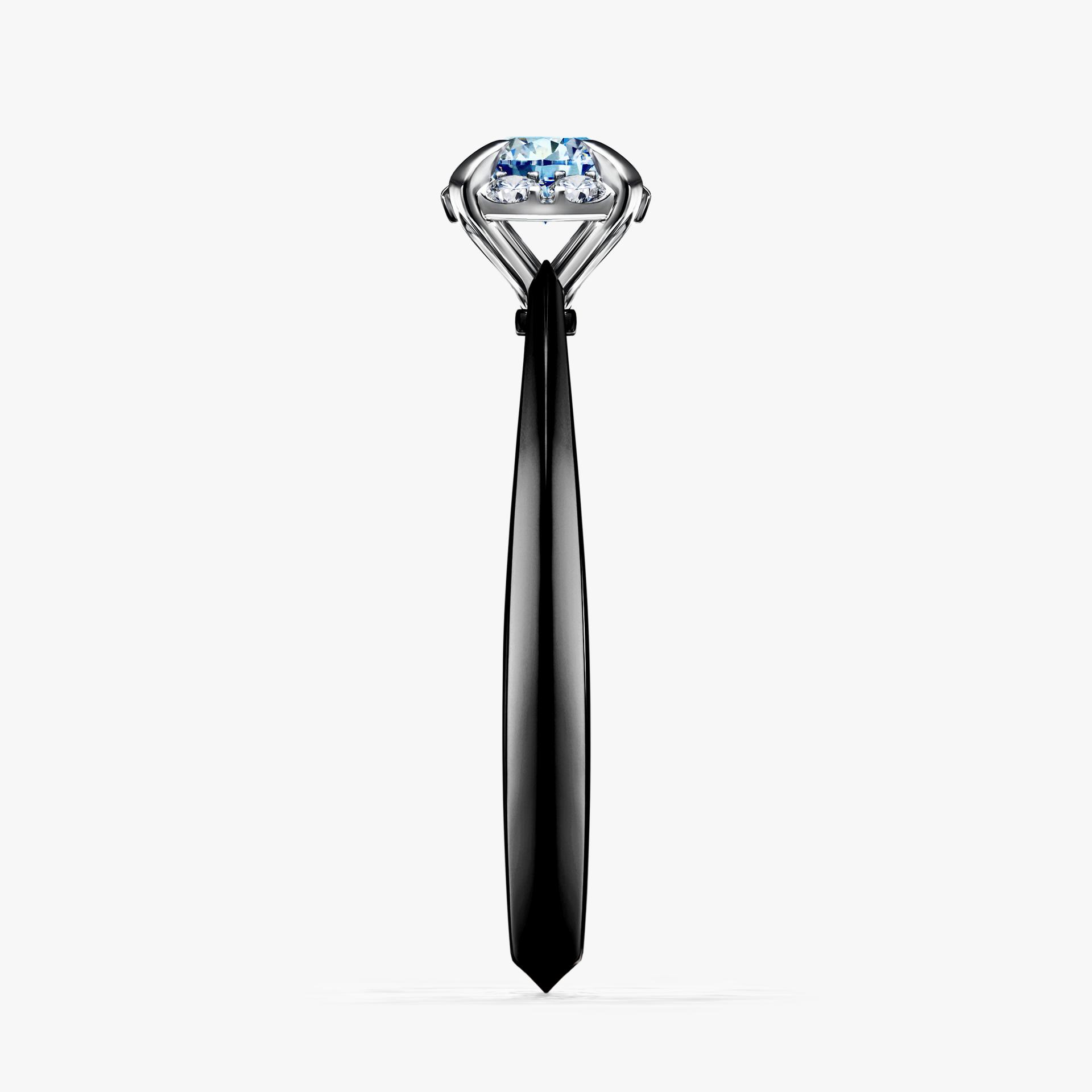Pierscionek zareczynowy z diamentem niebieski 033 CT z czarnego zlota my beauty 03