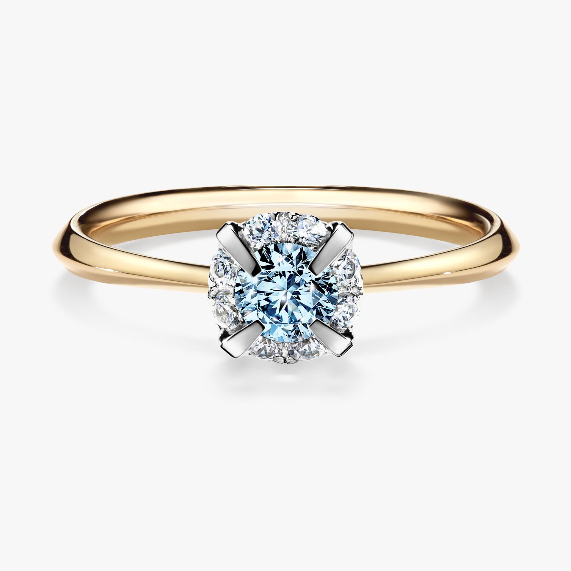Pierscionek zareczynowy z diamentem niebieski 033 CT z zoltego zlota my beauty 01
