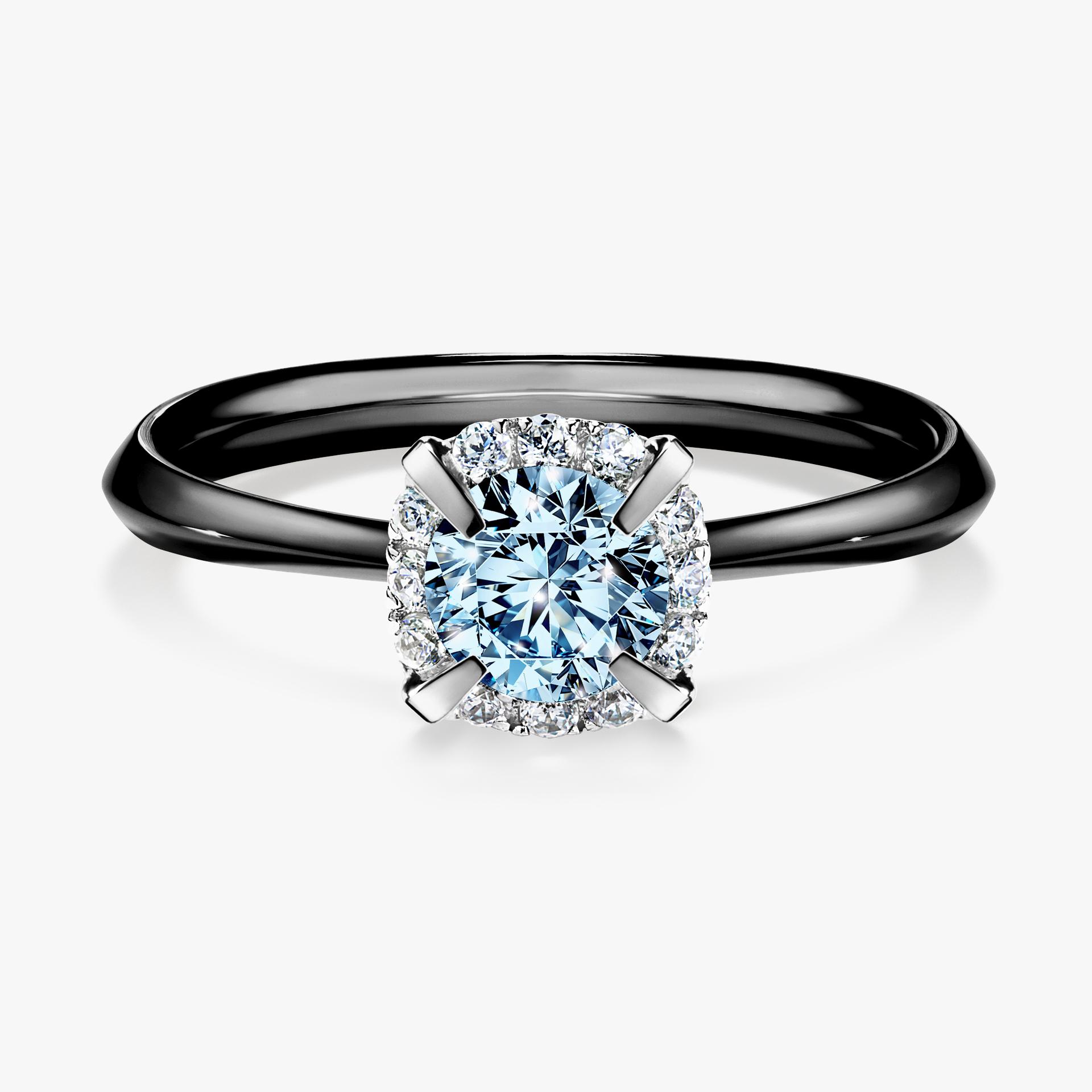 Pierscionek zareczynowy z diamentem niebieski 062 CT z czarnego zlota my beauty 01