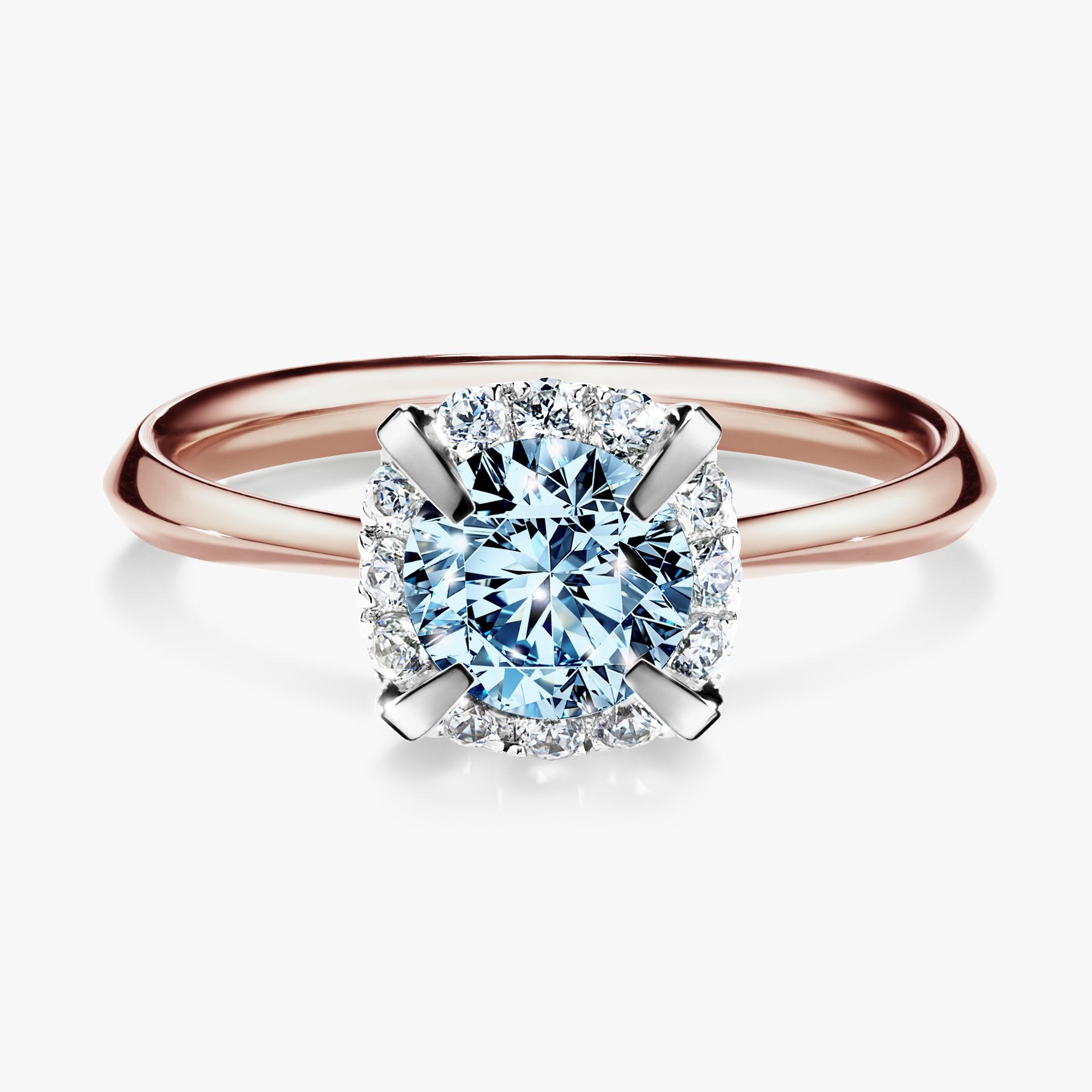 Pierscionek zareczynowy z diamentem niebieski 098 CT z rozowego zlota my beauty 01