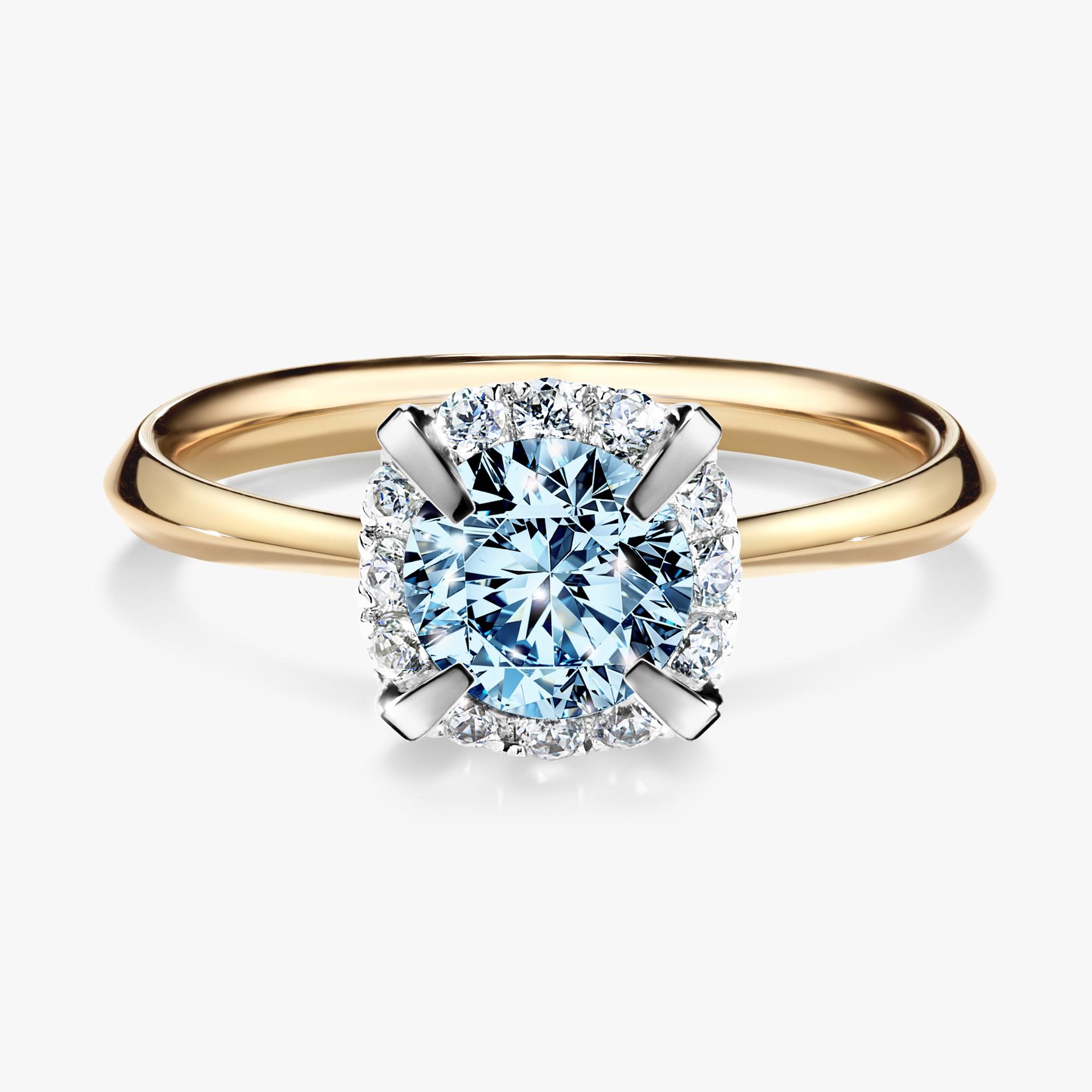 Pierscionek zareczynowy z diamentem niebieski 098 CT z zoltego zlota my beauty 01
