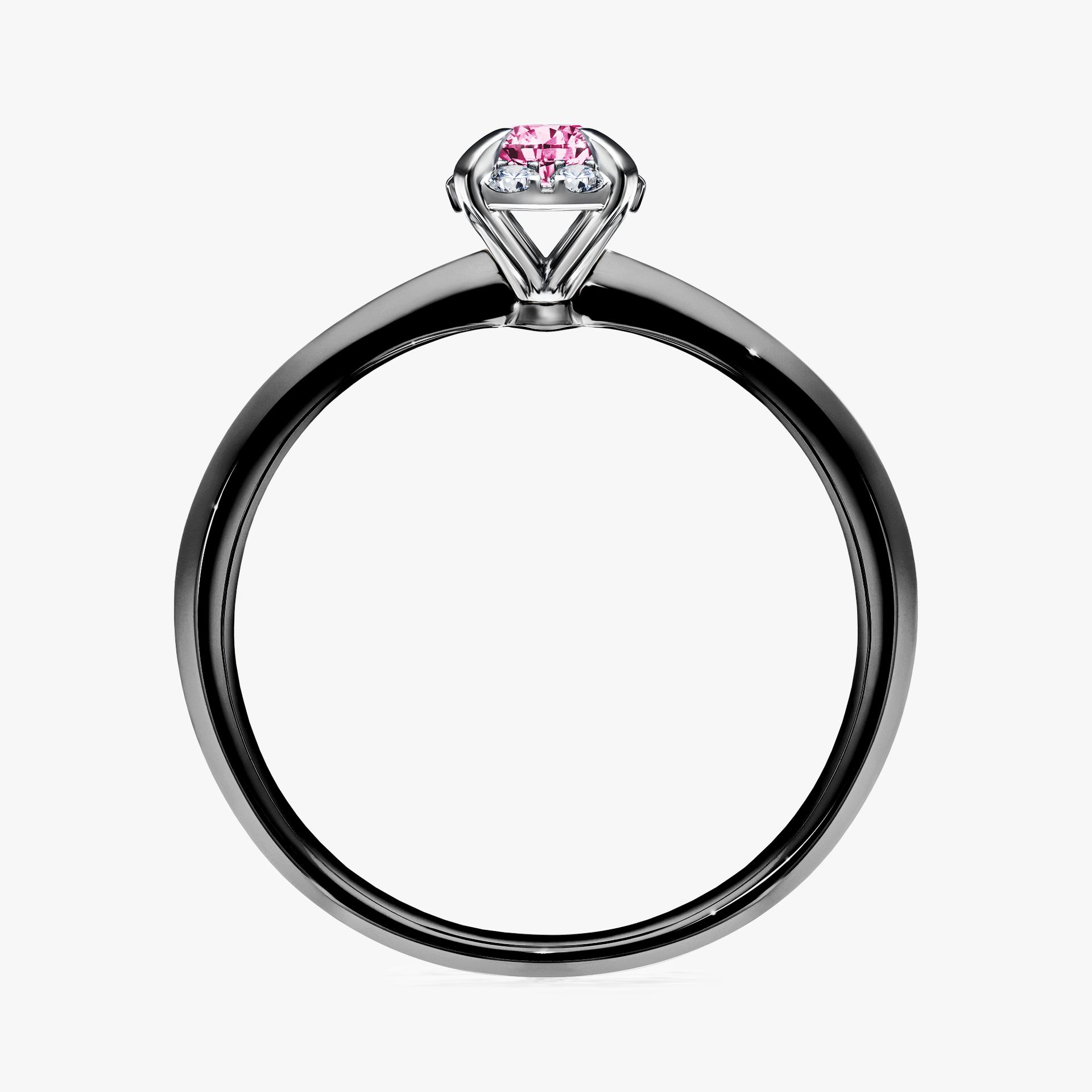Pierscionek zareczynowy z diamentem rozowy 014 CT z czarnego zlota my beauty 02