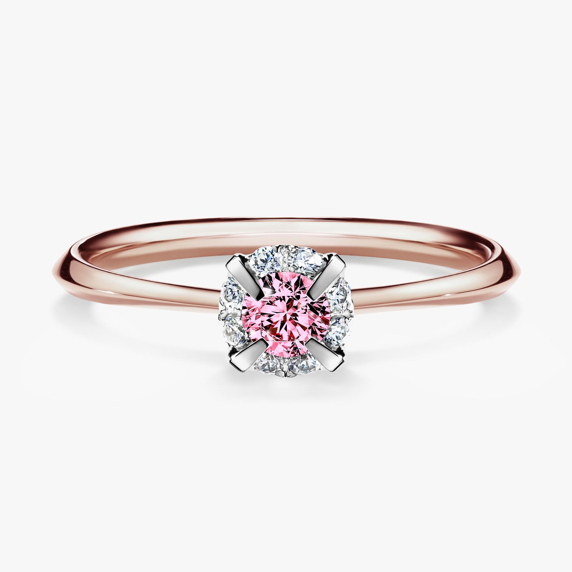 Pierscionek zareczynowy z diamentem rozowy 014 CT z rozowego zlota my beauty 01