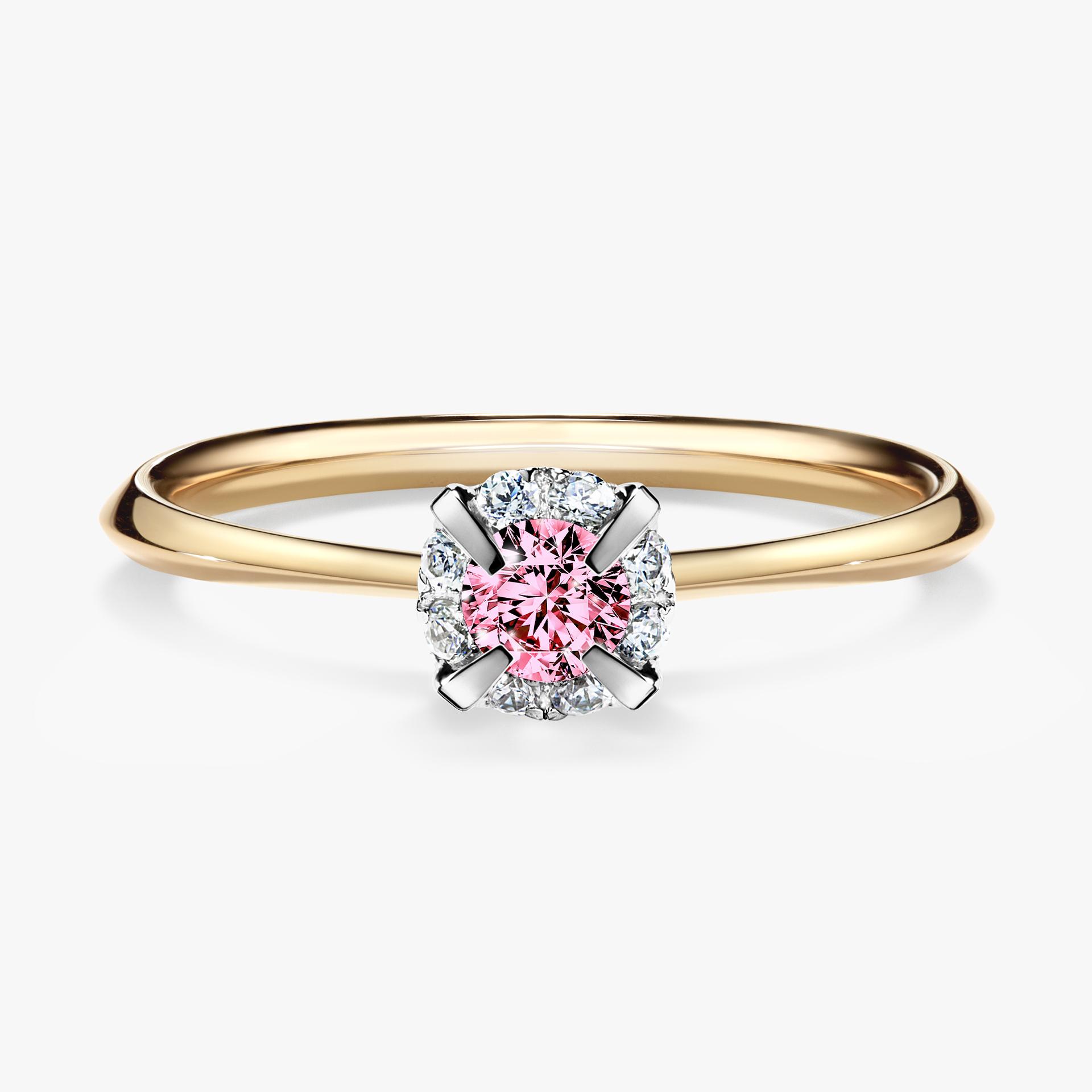 Pierscionek zareczynowy z diamentem rozowy 014 CT z zoltego zlota my beauty 01