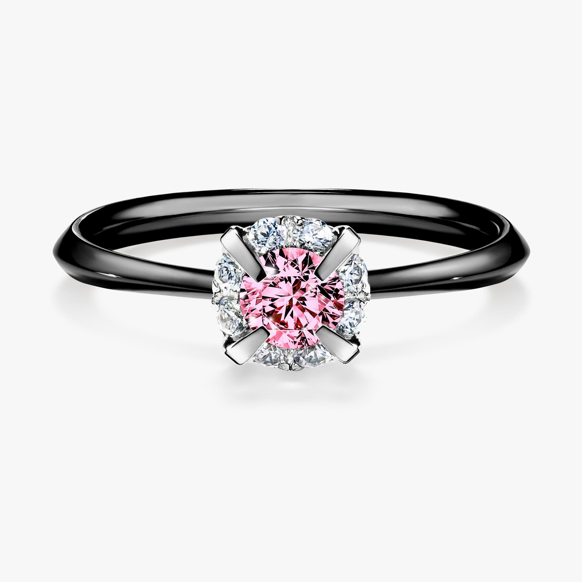 Pierscionek zareczynowy z diamentem rozowy 033 CT z czarnego zlota my beauty 01