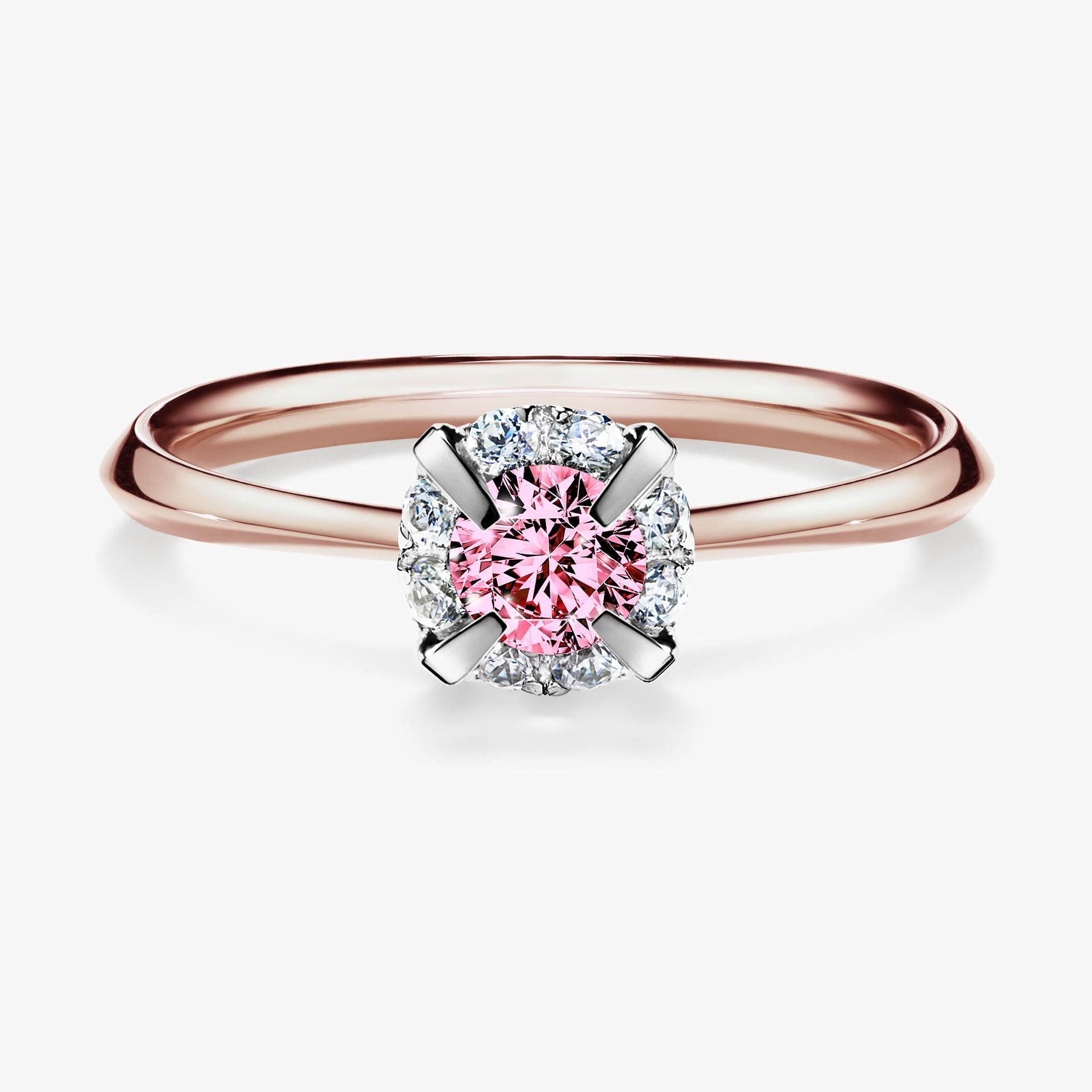 Pierscionek zareczynowy z diamentem rozowy 033 CT z rozowego zlota my beauty 01