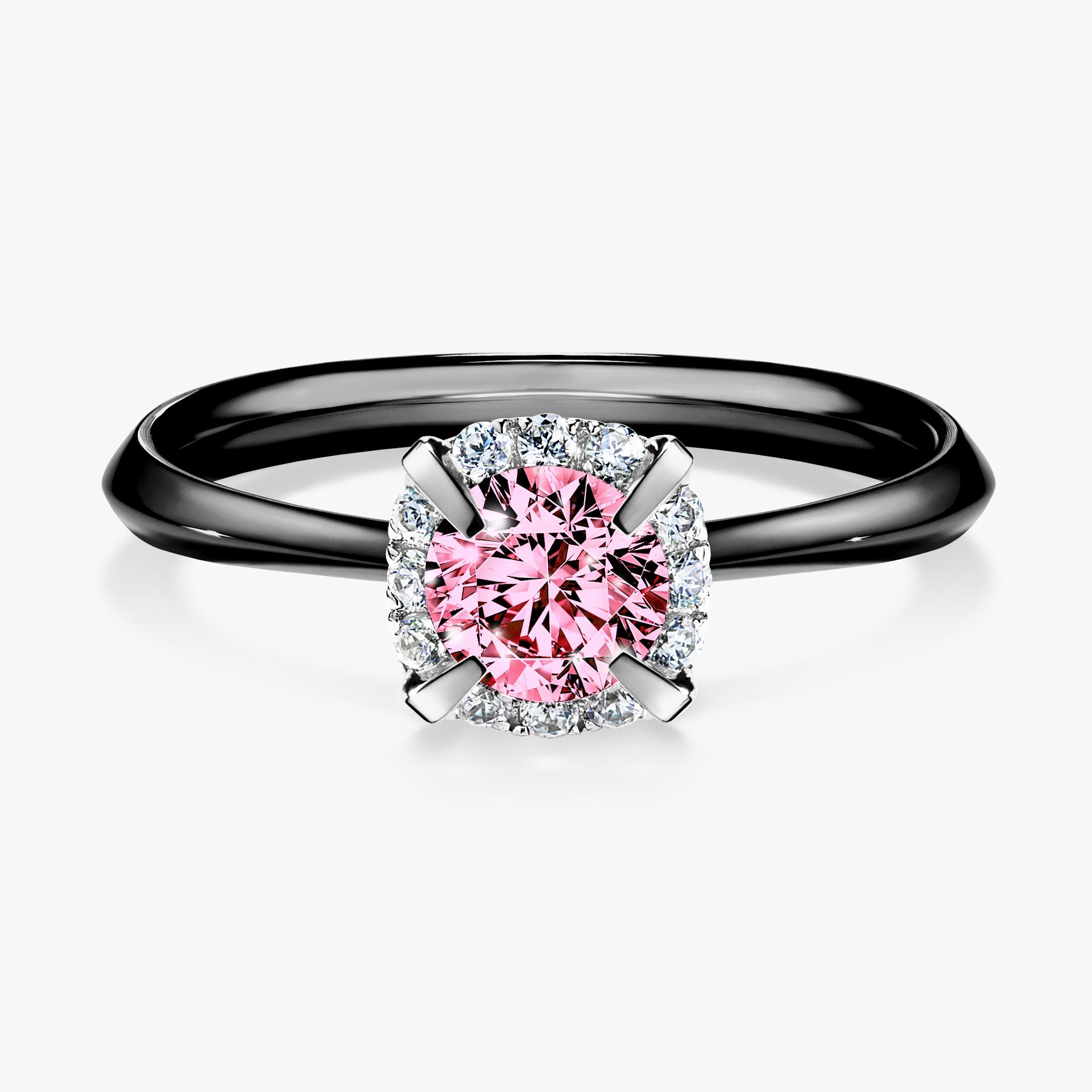 Pierscionek zareczynowy z diamentem rozowy 062 CT z czarnego zlota my beauty 01