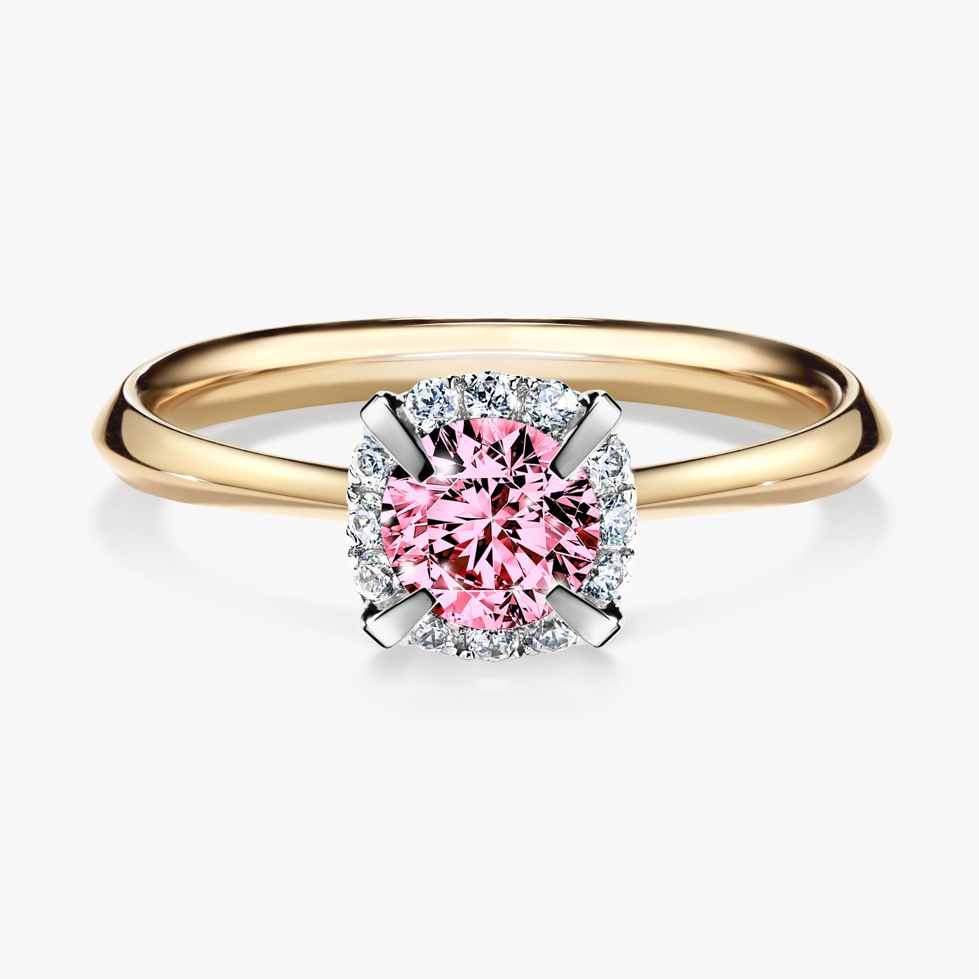 Pierscionek zareczynowy z diamentem rozowy 062 CT z zoltego zlota my beauty 01