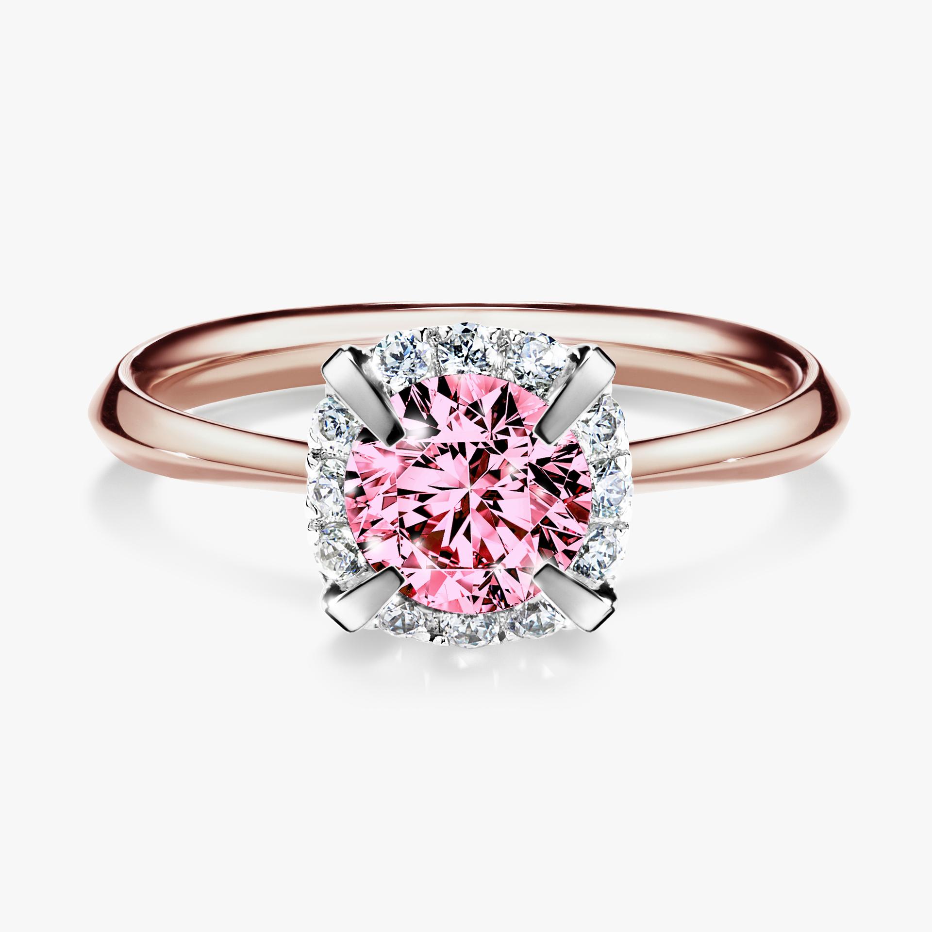 Pierscionek zareczynowy z diamentem rozowy 098 CT z rozowego zlota my beauty 01